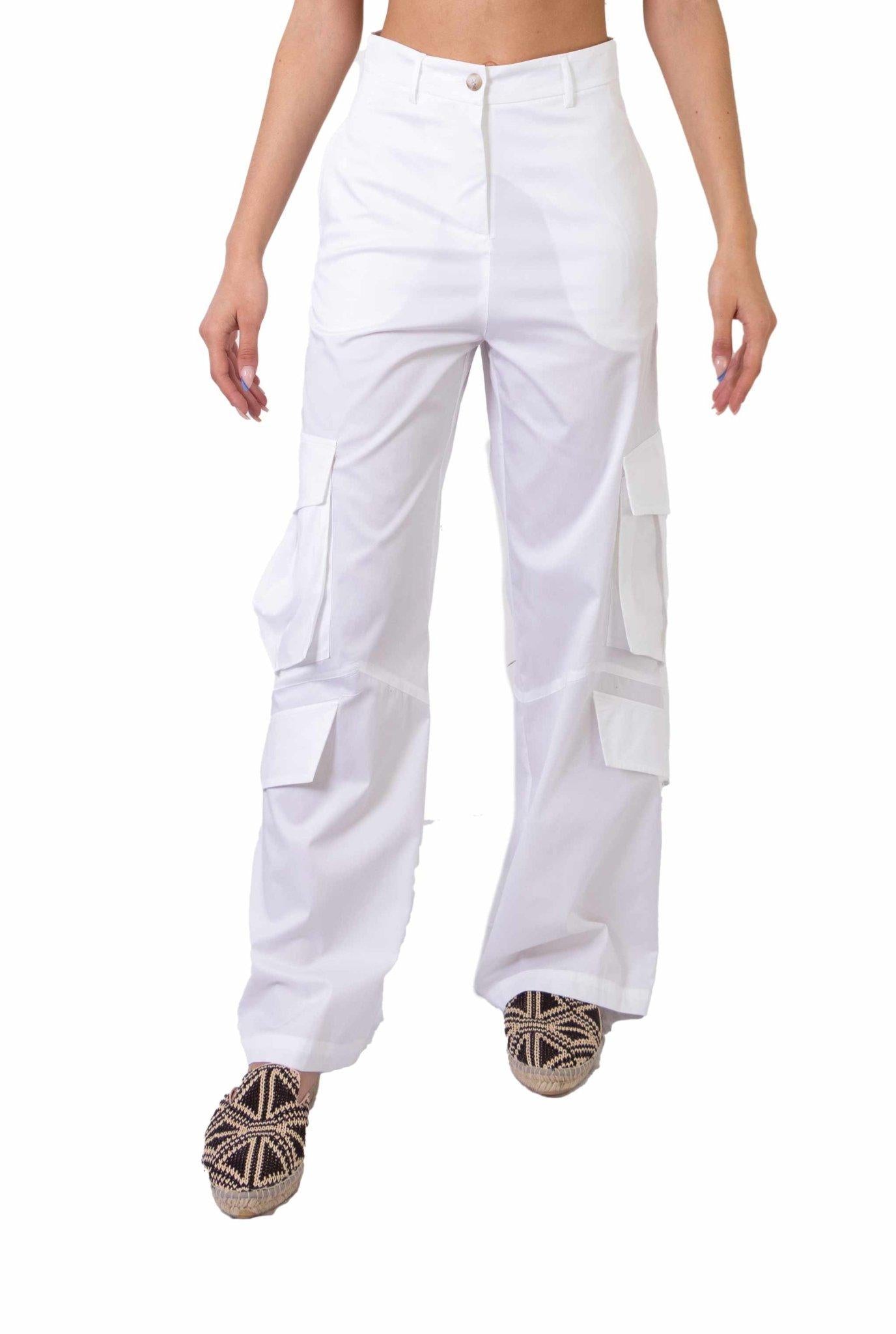 Pantalone cargo in cotone leggero bianco 3942 4007 B ALICE MILLER 