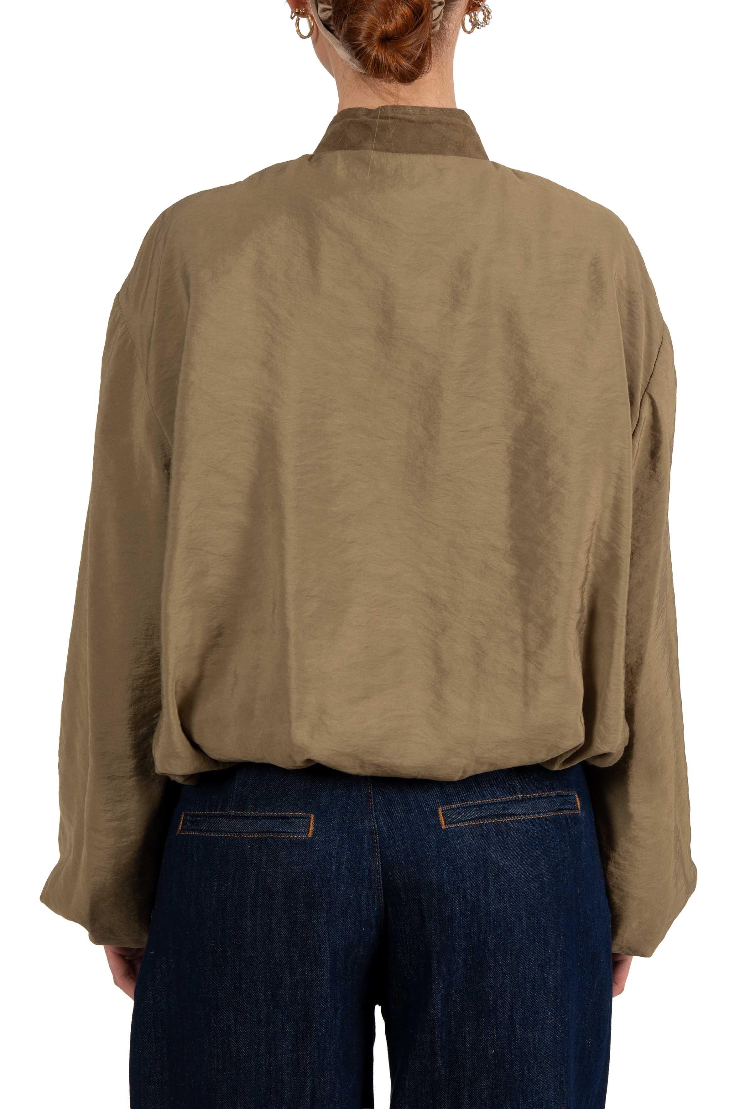 Bomber in tessuto e camoscio ELLA MIX SALVIA THE JACKIE LEATHERS 