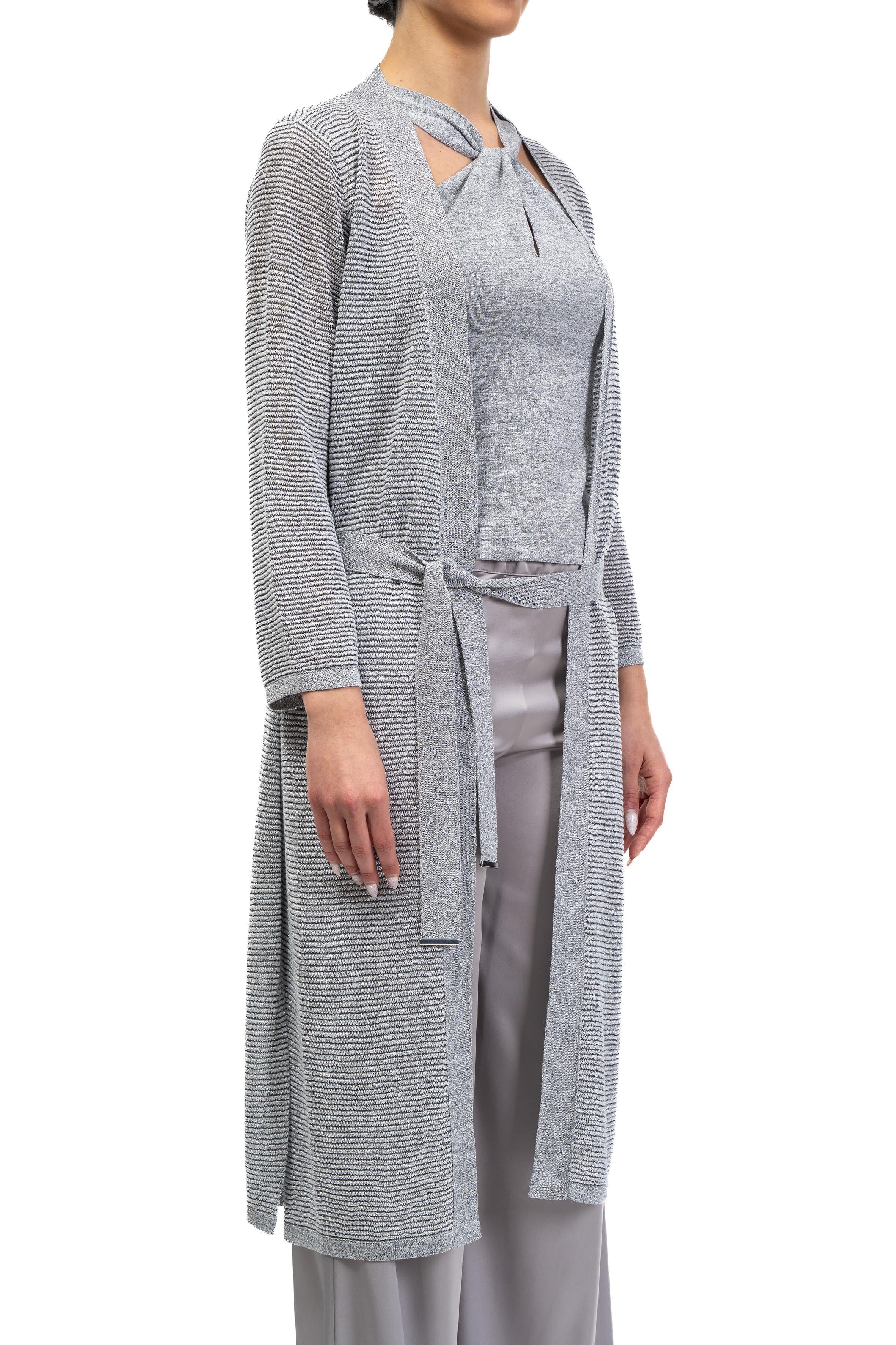Cardigan lungo in lurex oro 60190 12 ACCIAIO D.EXTERIOR 