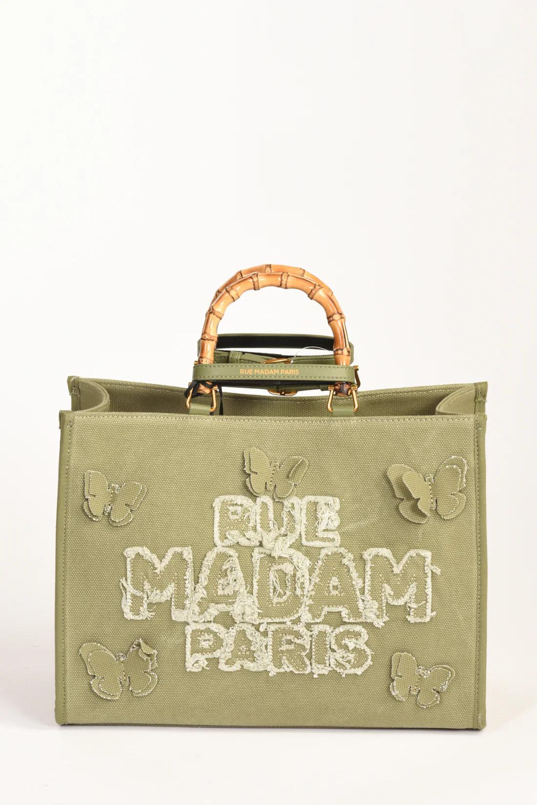 Shopping Butterfly in canvas verde militare BUTTERFLY TOTE V RUE MADAM 