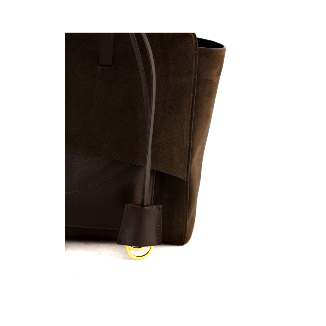 Borsa Flap L in suede testa di moro FLAP L SUEDE T.MORO HIDESINS 