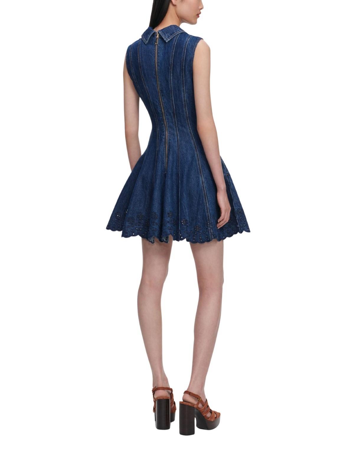 Mini abito in denim con ricamo 820BL BLUE SELF PORTRAIT 