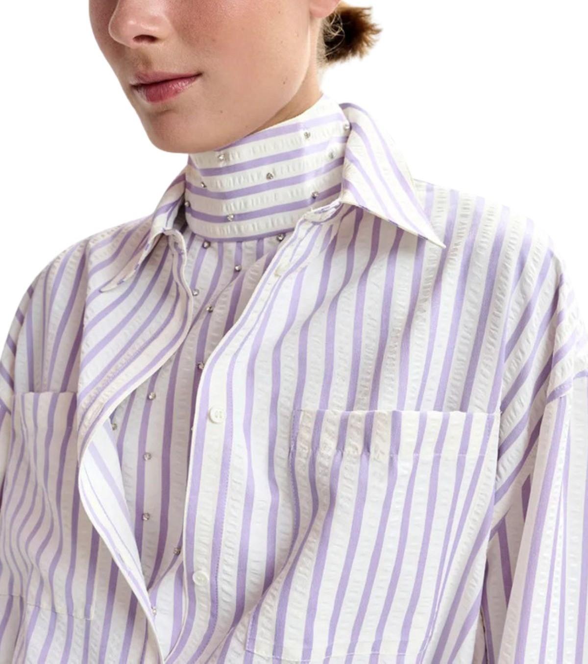 Camicia Janna a righe JANNA SHIRT COMBO 3 BRIGHT MAUVE ESSENTIEL ANTWERP 