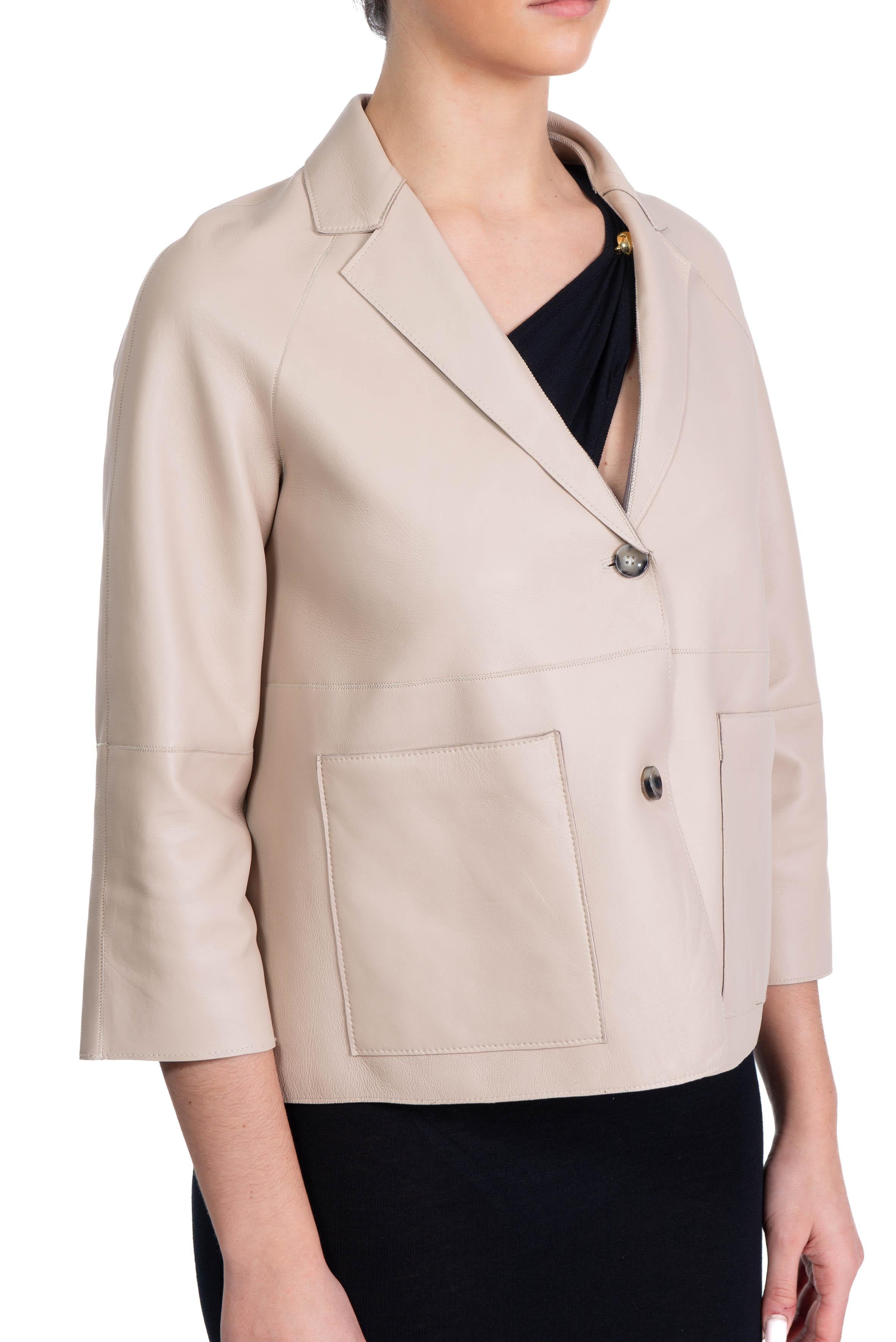 Giacca Loren corta in pelle reversibile latte LOREN REVERSIBILE LATTE THE JACKIE LEATHERS 