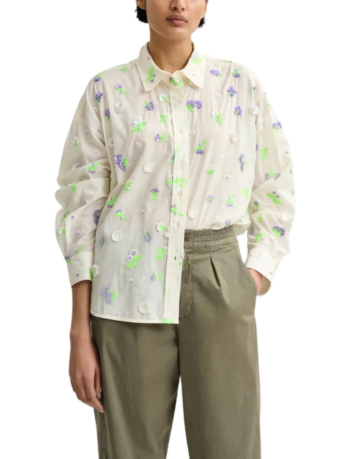 Camicia over con ricami JIMENA OFF WHITE ESSENTIEL ANTWERP 