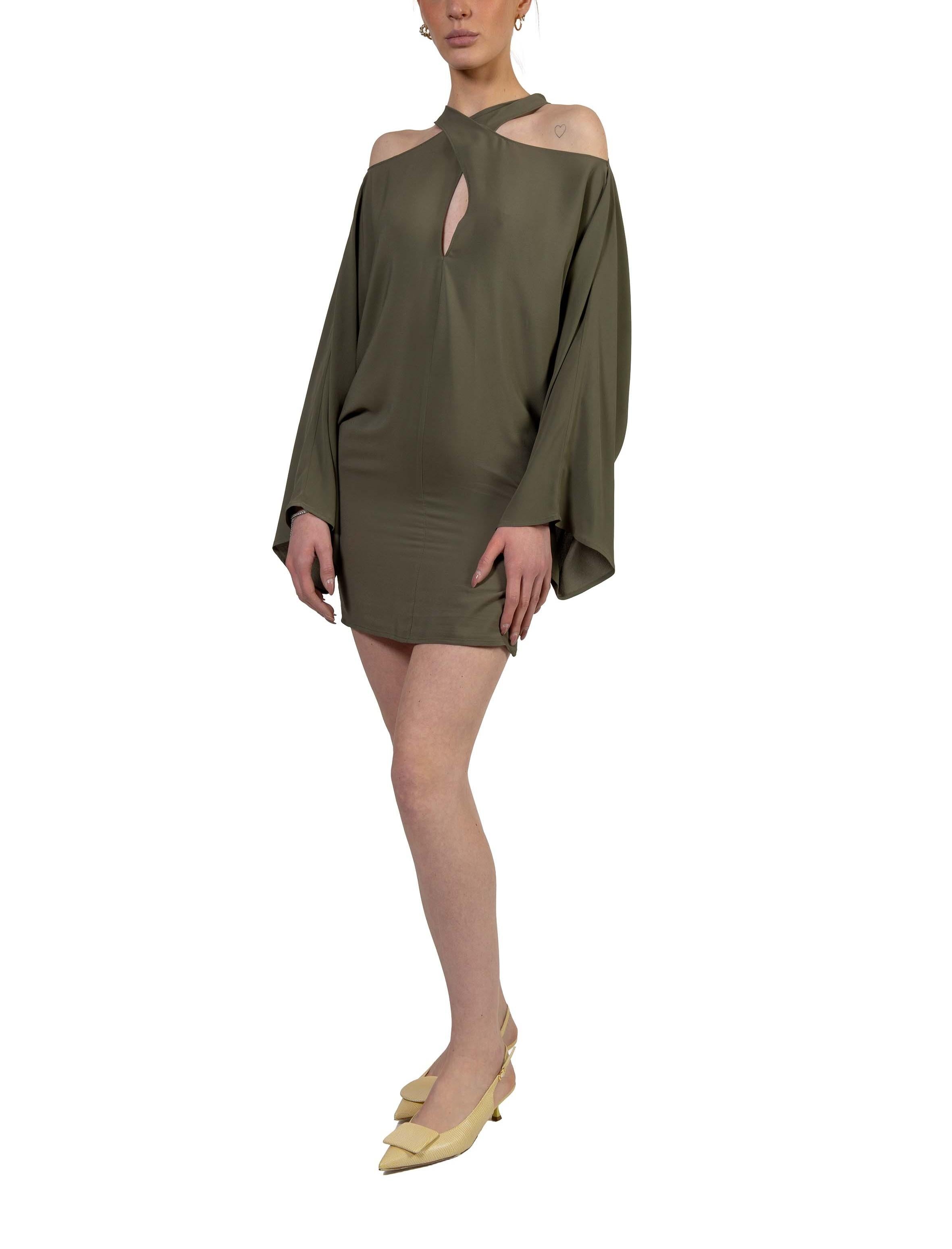 Abito corto collo incrociato verde militare 41235 MILITY FEDERICA TOSI 