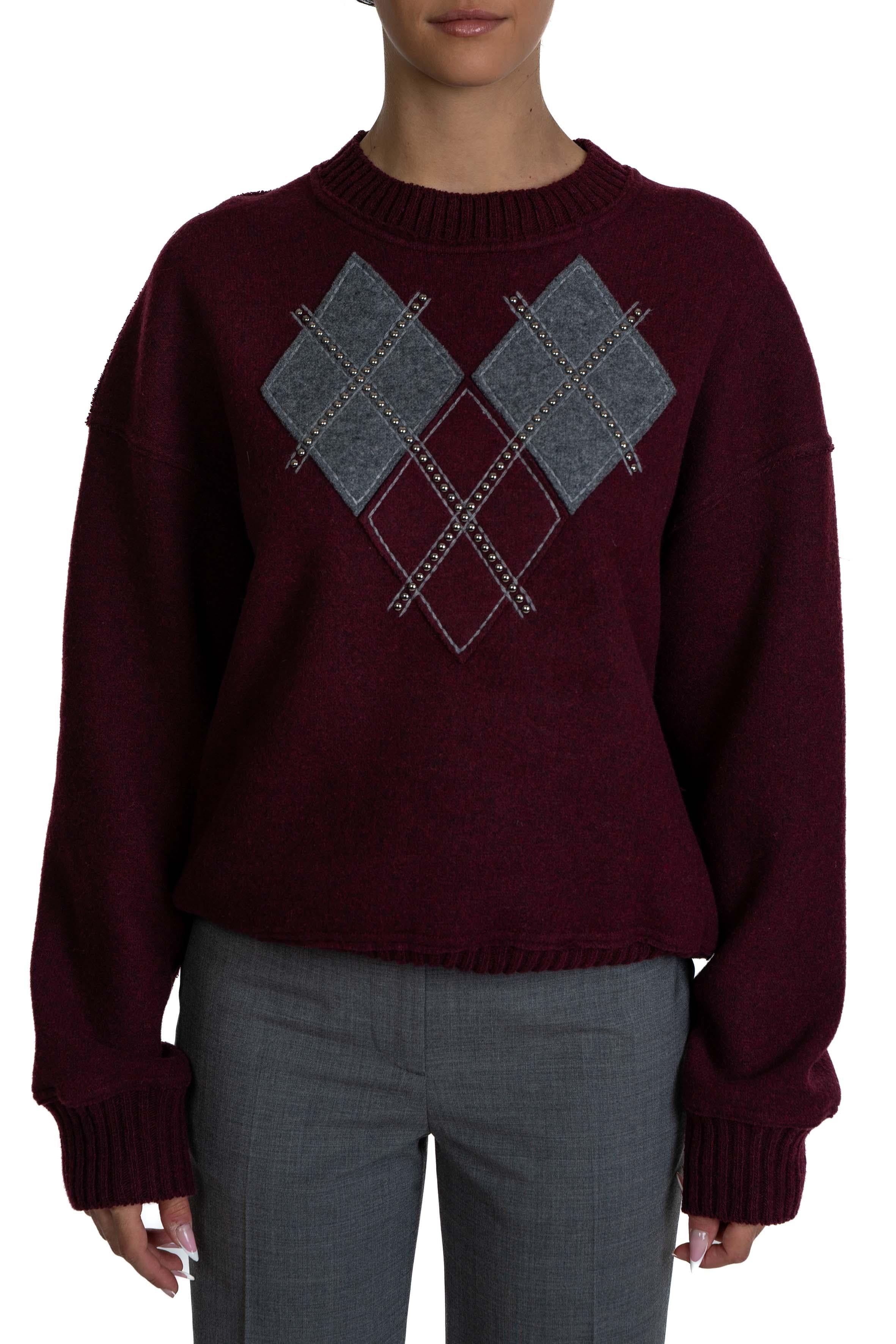 Maglia bordò rombi E021 E021 BROWN RED N° 21 