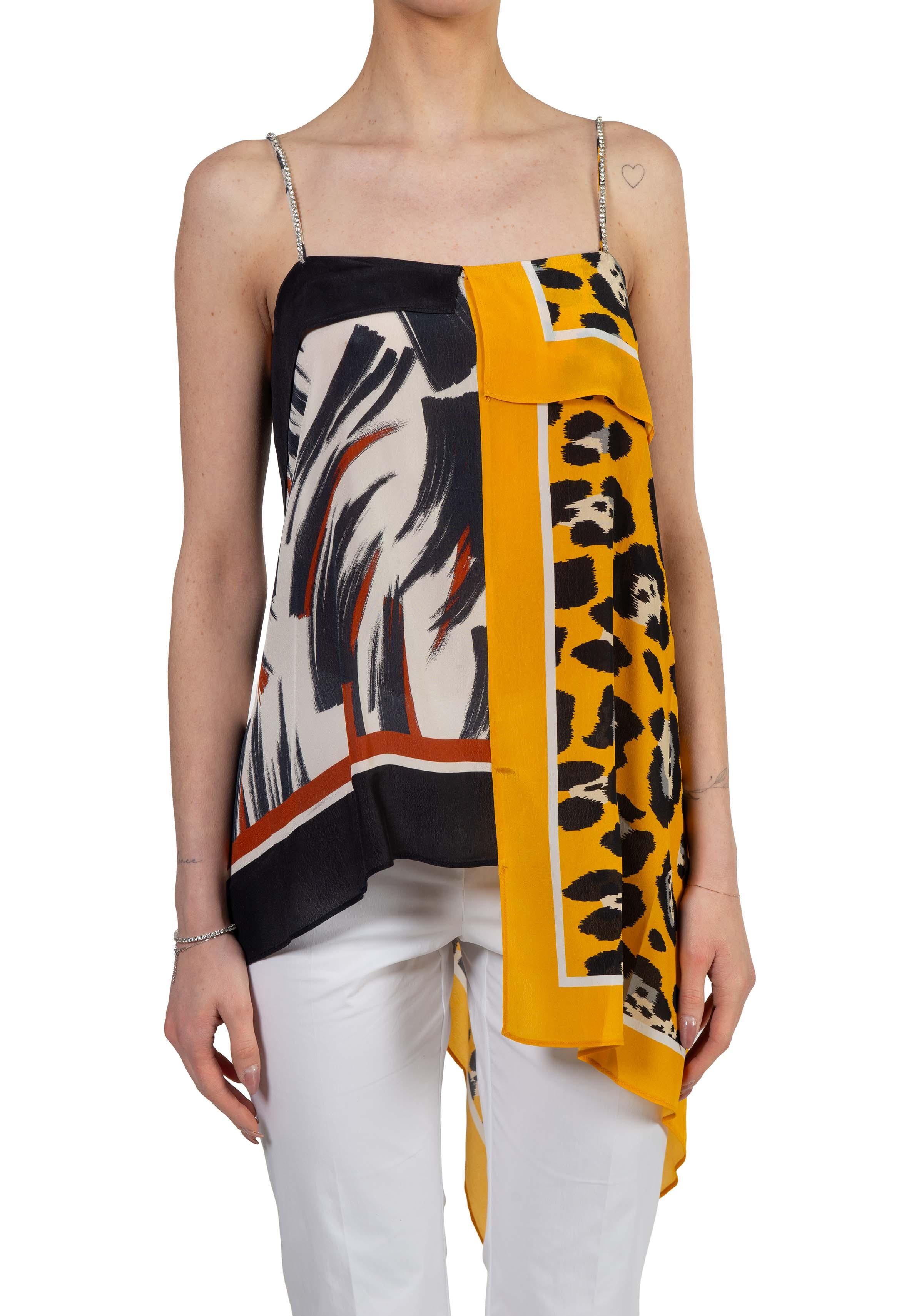 Top a sciarpa asimmetrico multicolore con spalline impreziosite da strass JOSETTE COMBO 2 ESSENTIEL ANTWERP 
