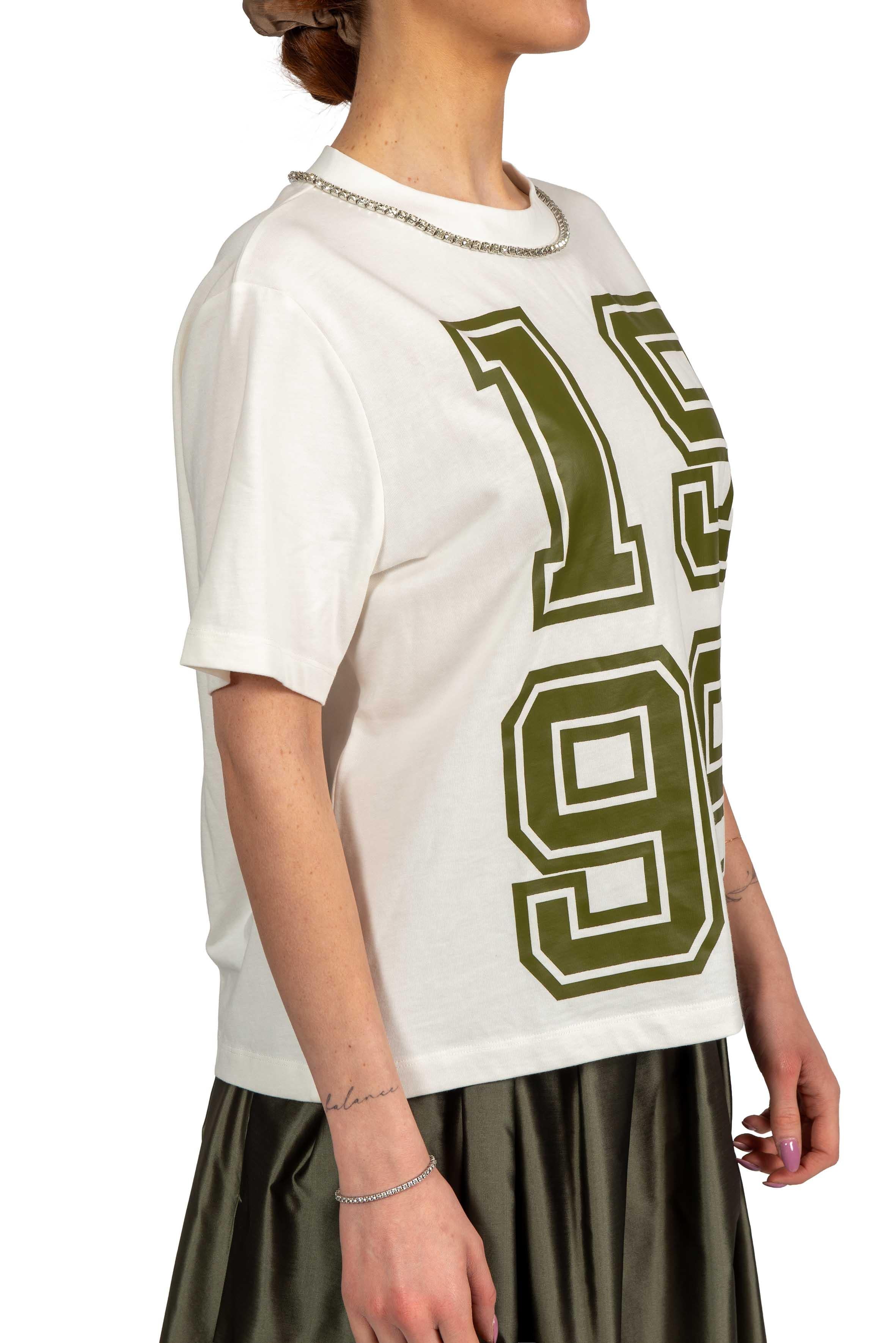 T-shirt Jisos bianca con stampa JISOS OFF WHITE ESSENTIEL ANTWERP 