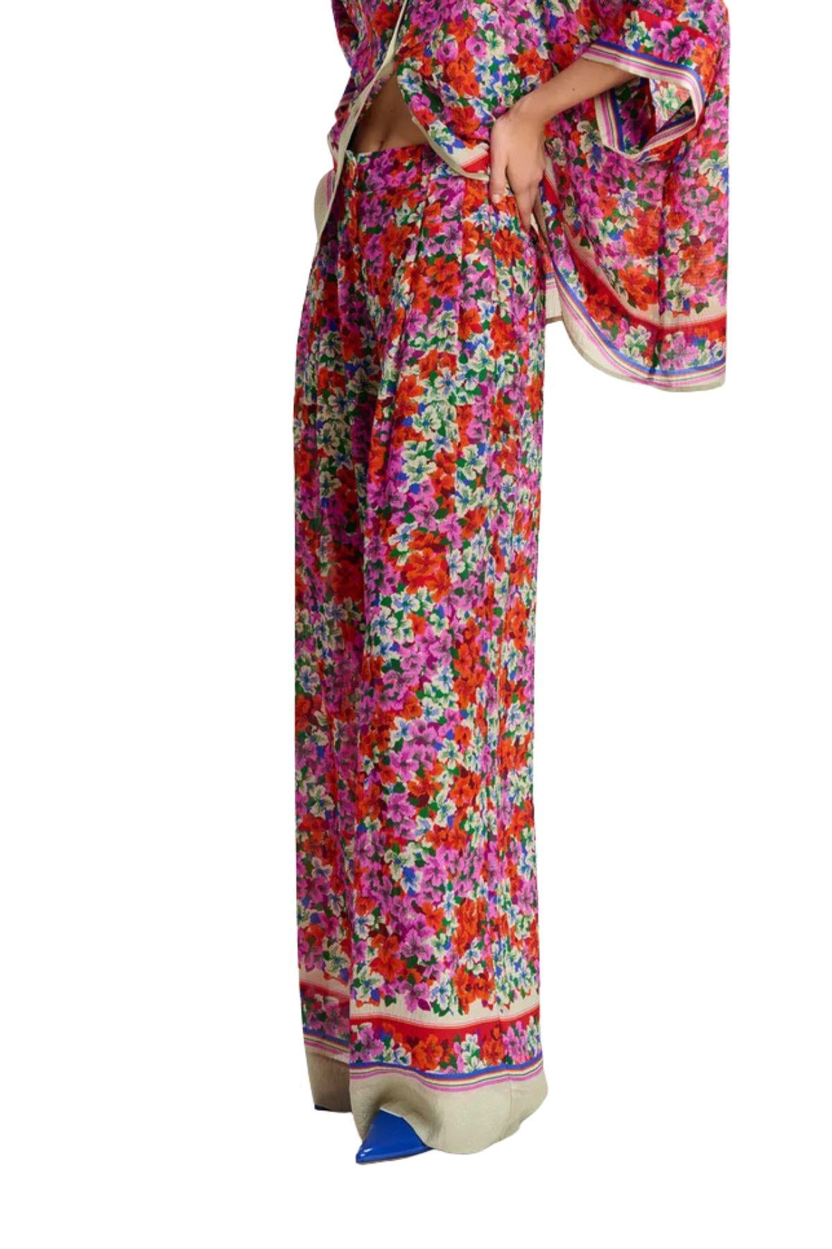 Pantalone Joek palazzo in fantasia floreale JOEK FIRE GLOW ESSENTIEL ANTWERP 