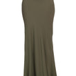 Gonna lunga in crepe de chine verde militare