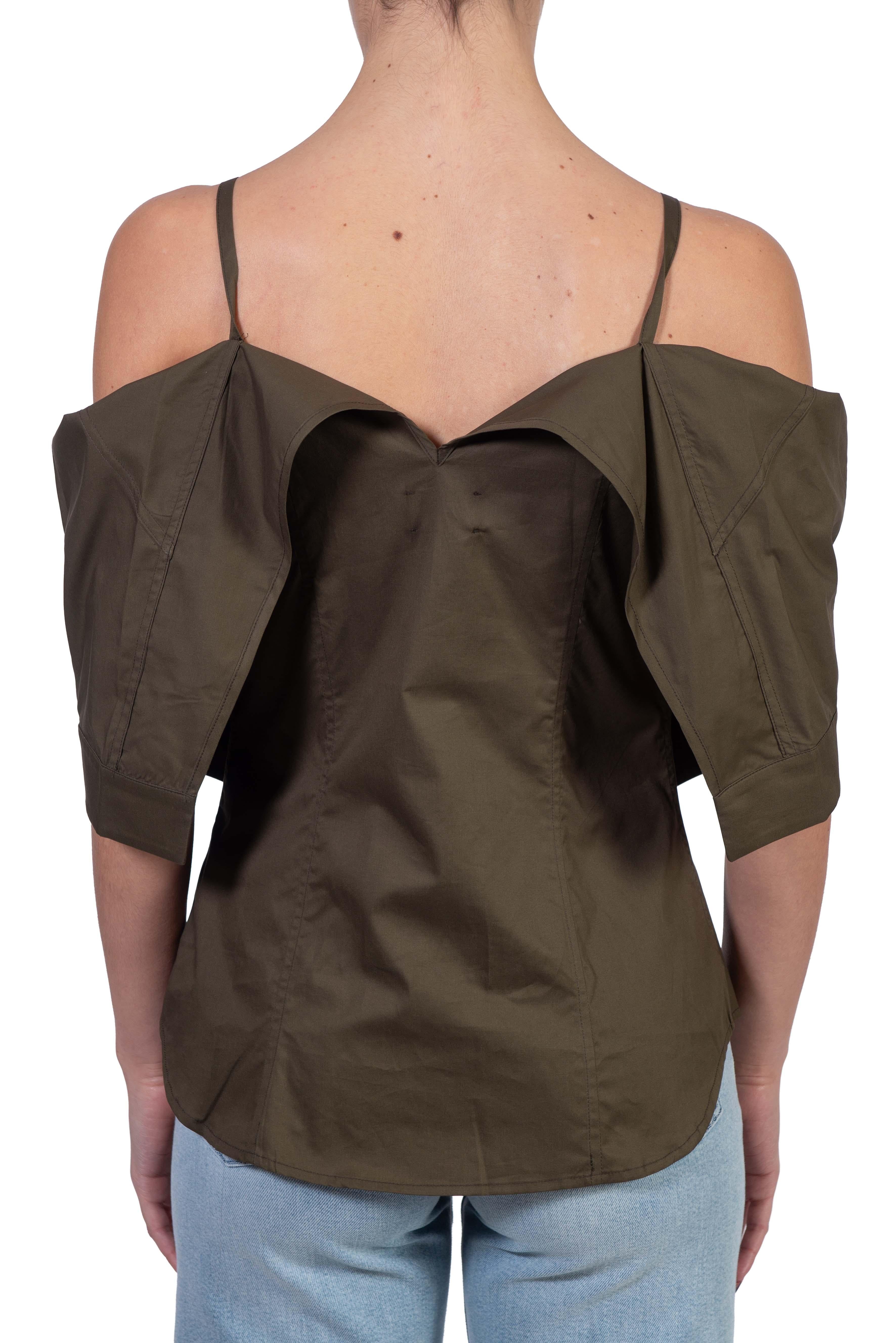 Camicia in cotone verde militare BA831 SIENA CHAKI Balossa 