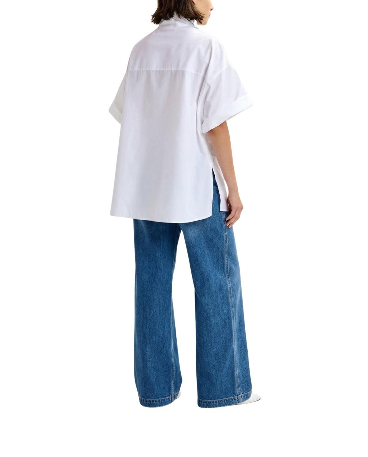 Camicia  a righe bianca con dettaglio ricamato e foulard a parte JASLEEN OFF WHITE ESSENTIEL ANTWERP 