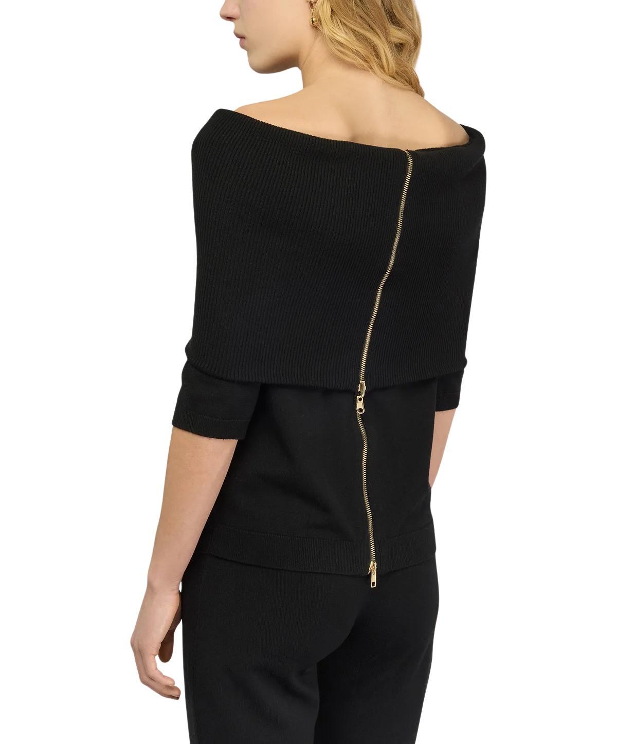 Maglia Concetta con scollo a barca CONCETTA S5WA05 NERO SEMICOUTURE 