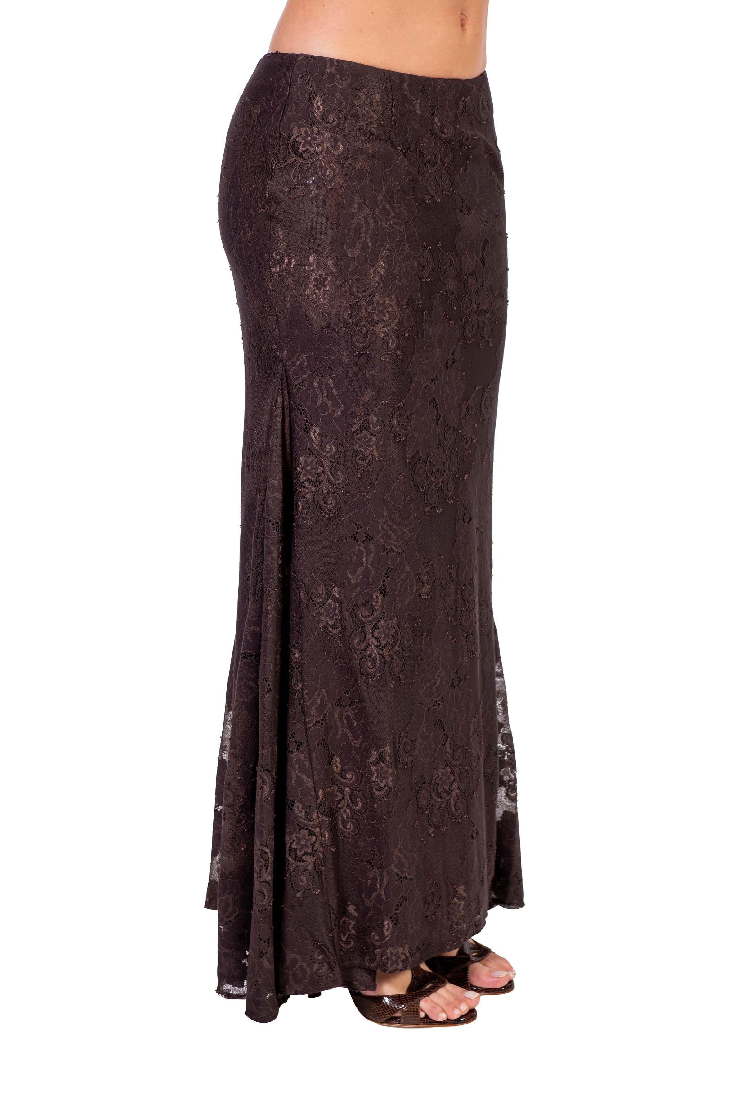 Gonna lunga in pizzo marrone PELE BROWN HERSKIND 