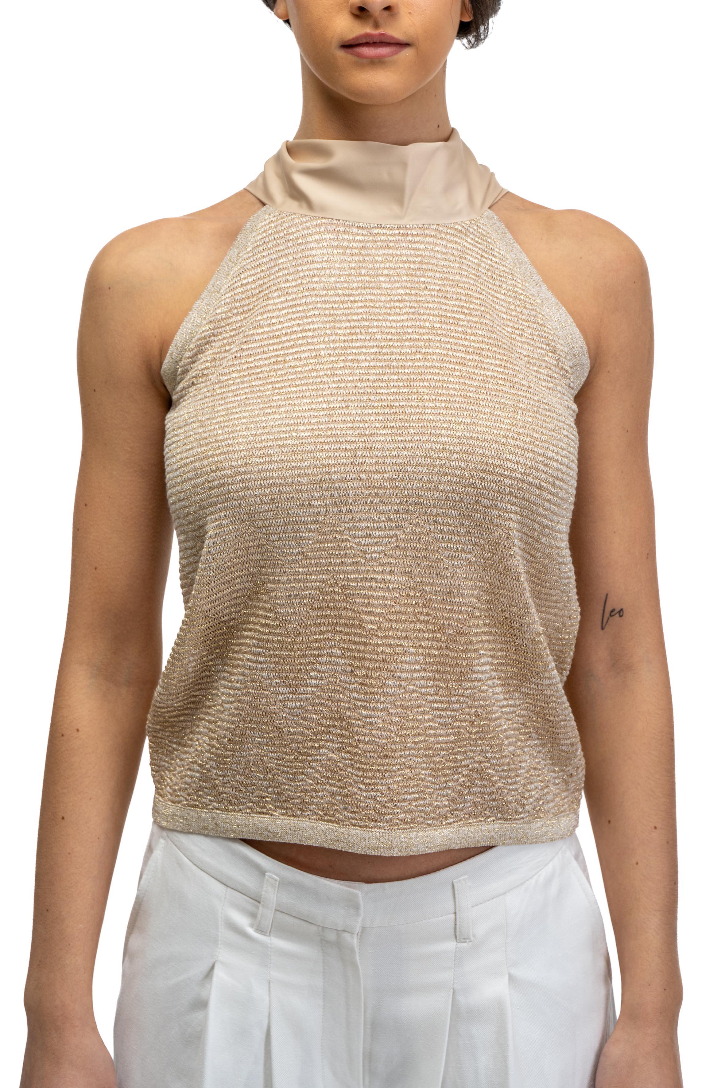 Top lurex con fiocco 60185 4 AVORIO D.EXTERIOR 