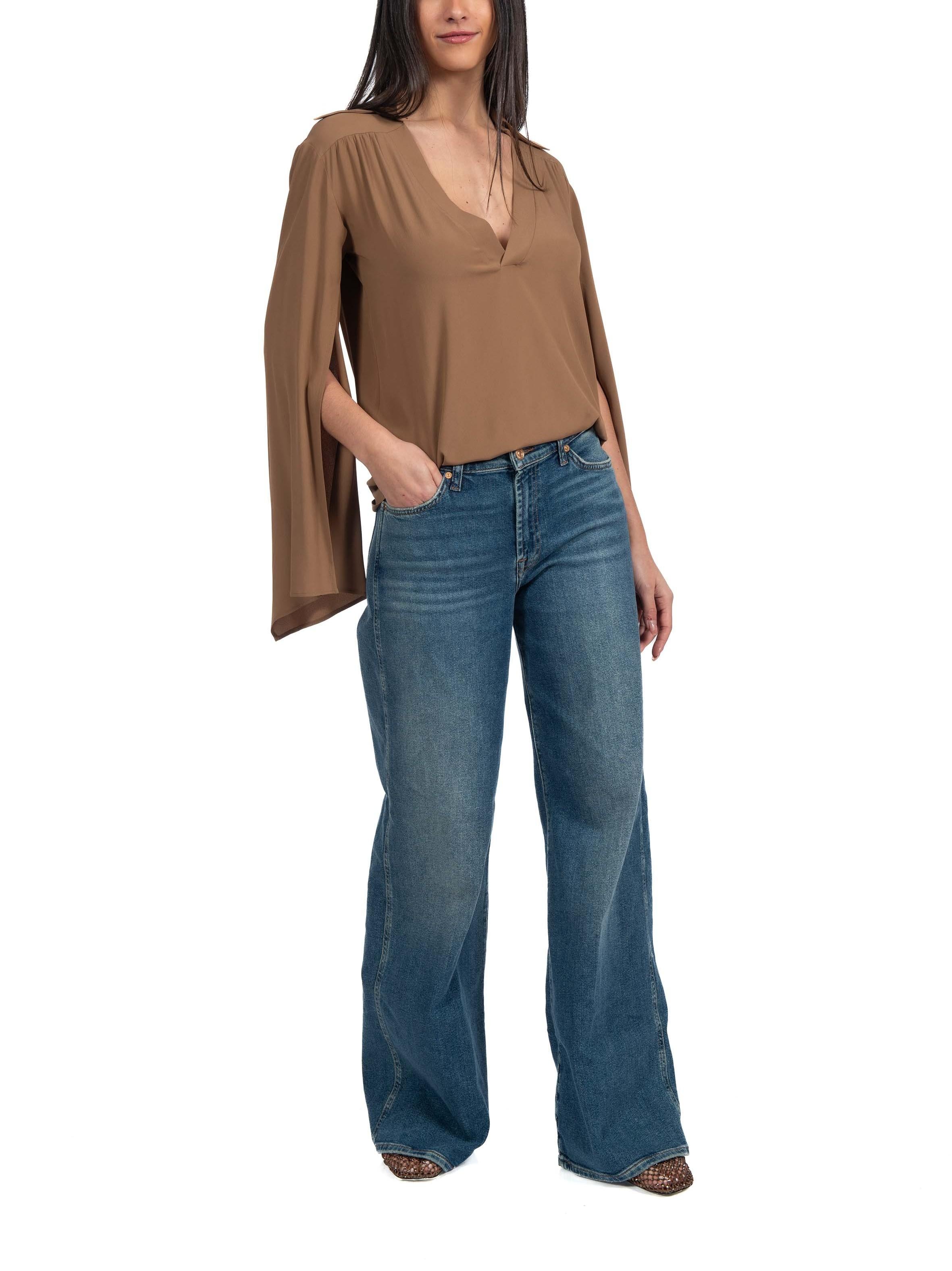 Blusa scollo a V manica a calla 41104 nocciola 41104 NOCCIOLA FEDERICA TOSI 