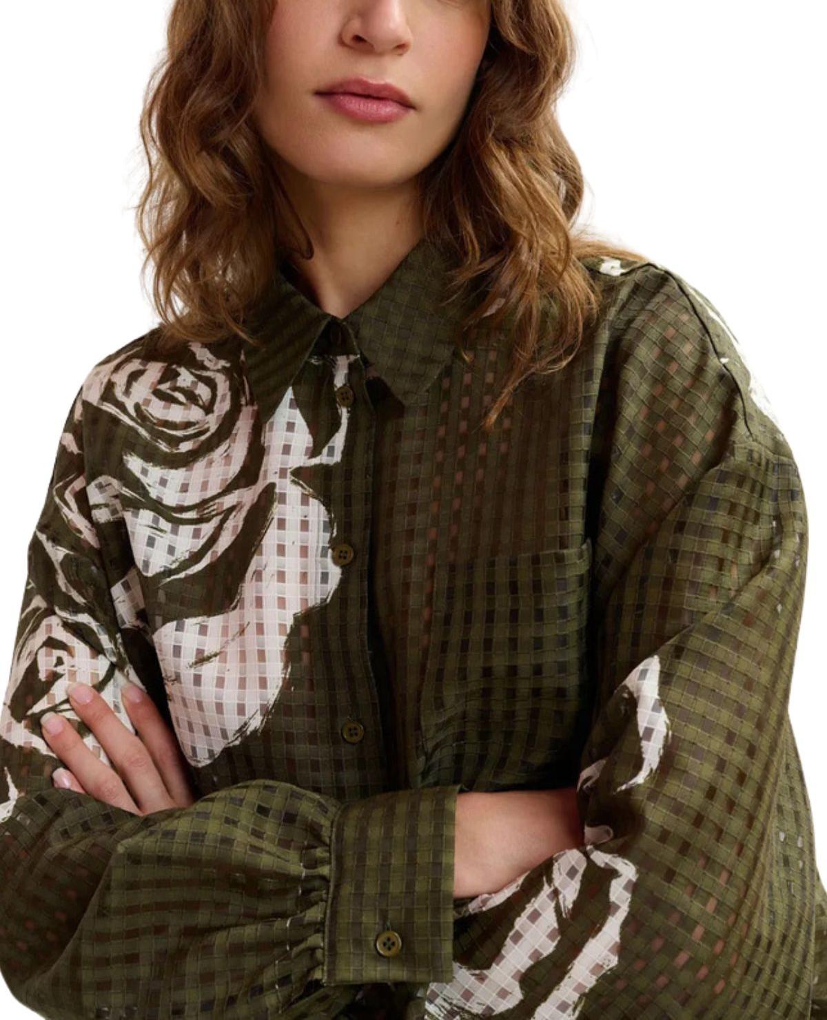 Camicia over traforata verde JORANGE OLIVE ESSENTIEL ANTWERP 