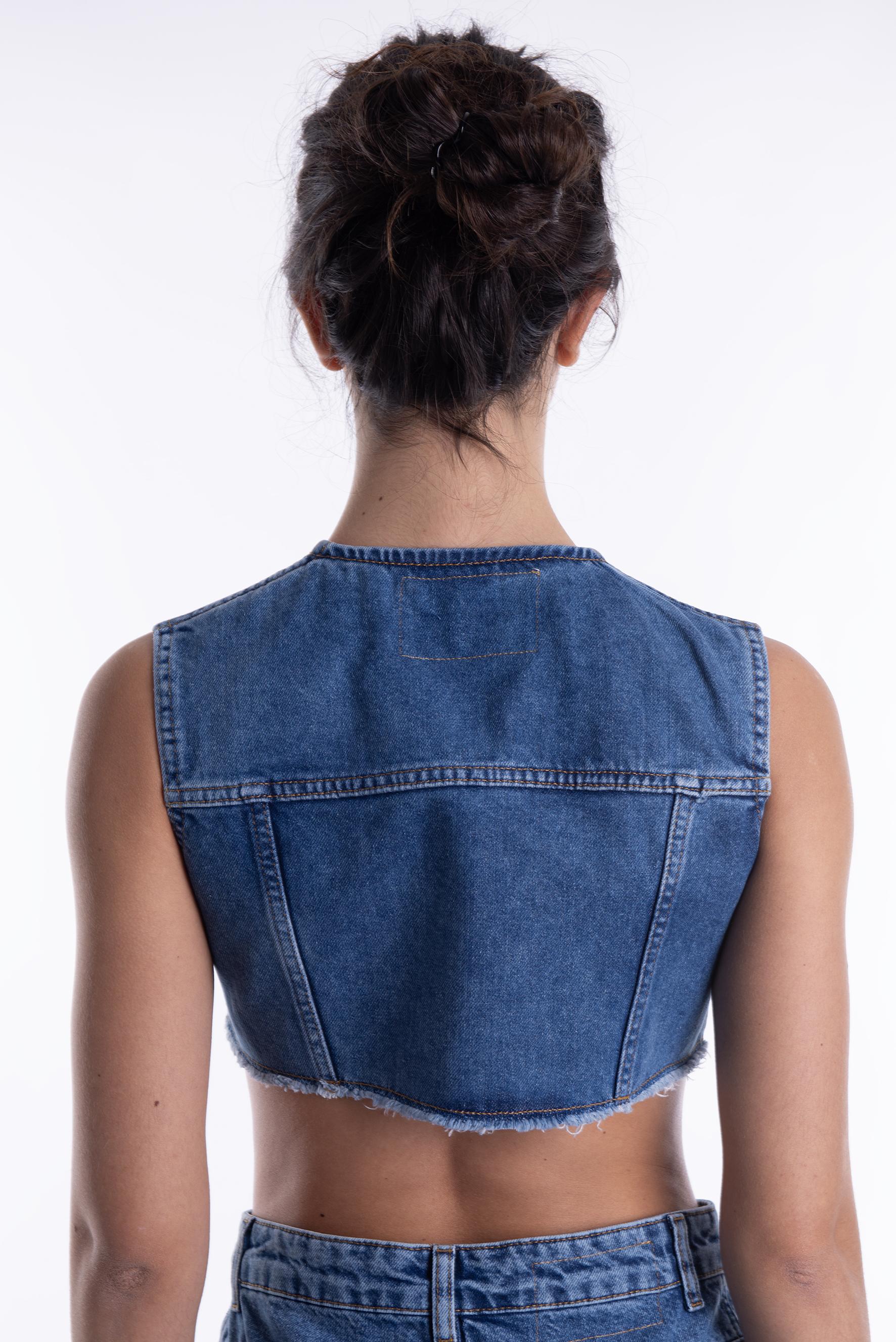 Gilet crop in denim 1001 0730 J PHILOSOPHY 