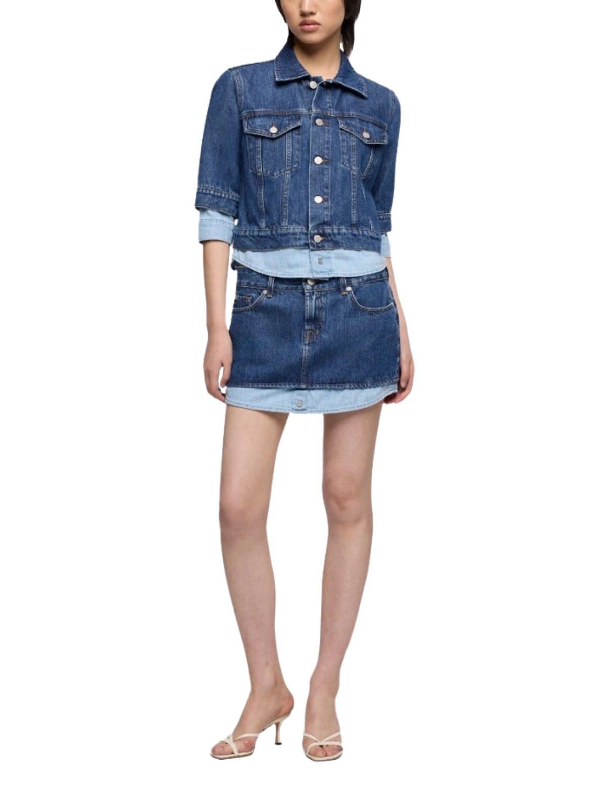 Minigonna jeans double layer DOUBLE LAYER CHERRY SHIRT U73DM 7 FOR ALL MANKIND 