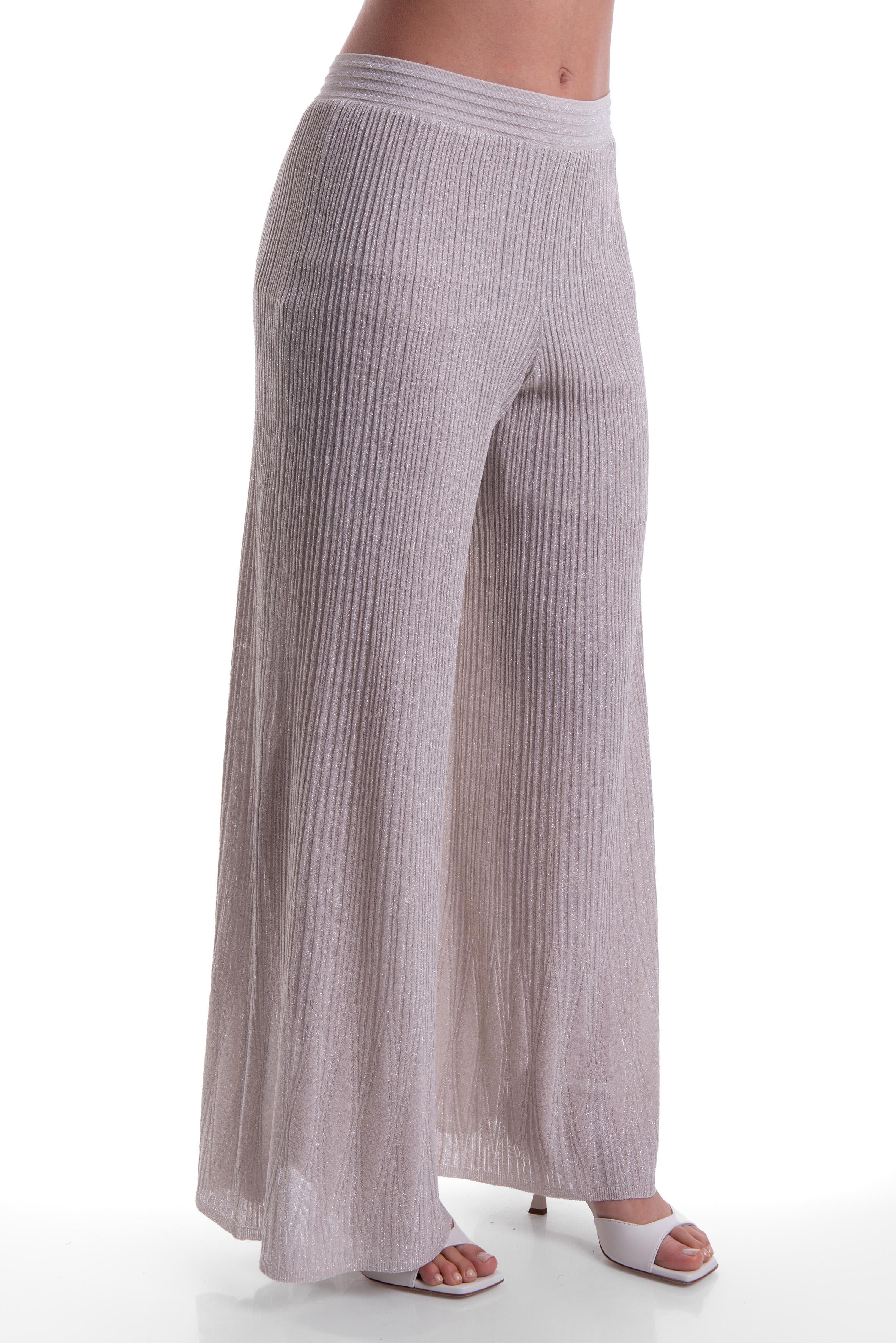 Pantalone palazzo lurex ghiaccio 58364 G D.EXTERIOR 