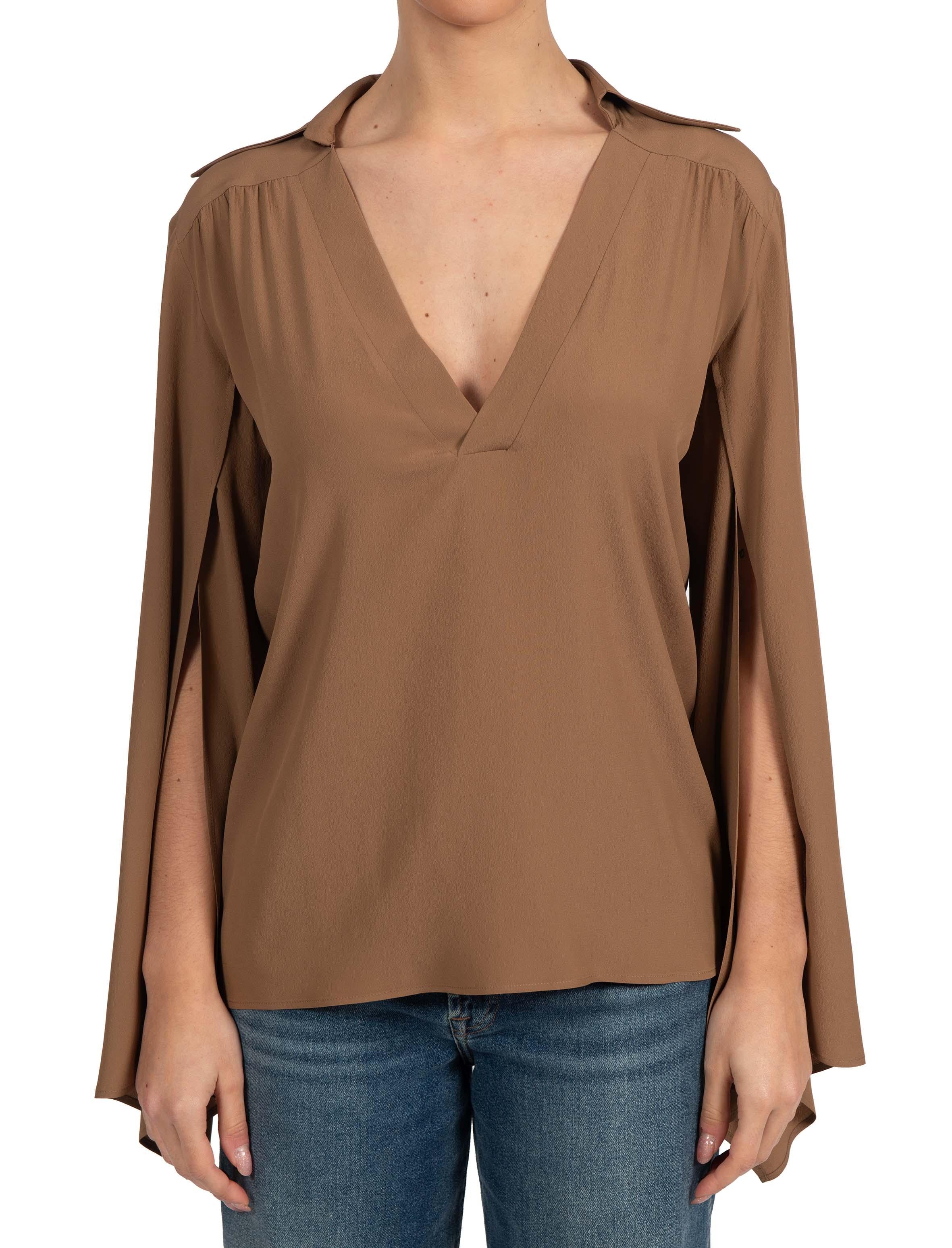 Blusa scollo a V manica a calla 41104 nocciola 41104 NOCCIOLA FEDERICA TOSI 