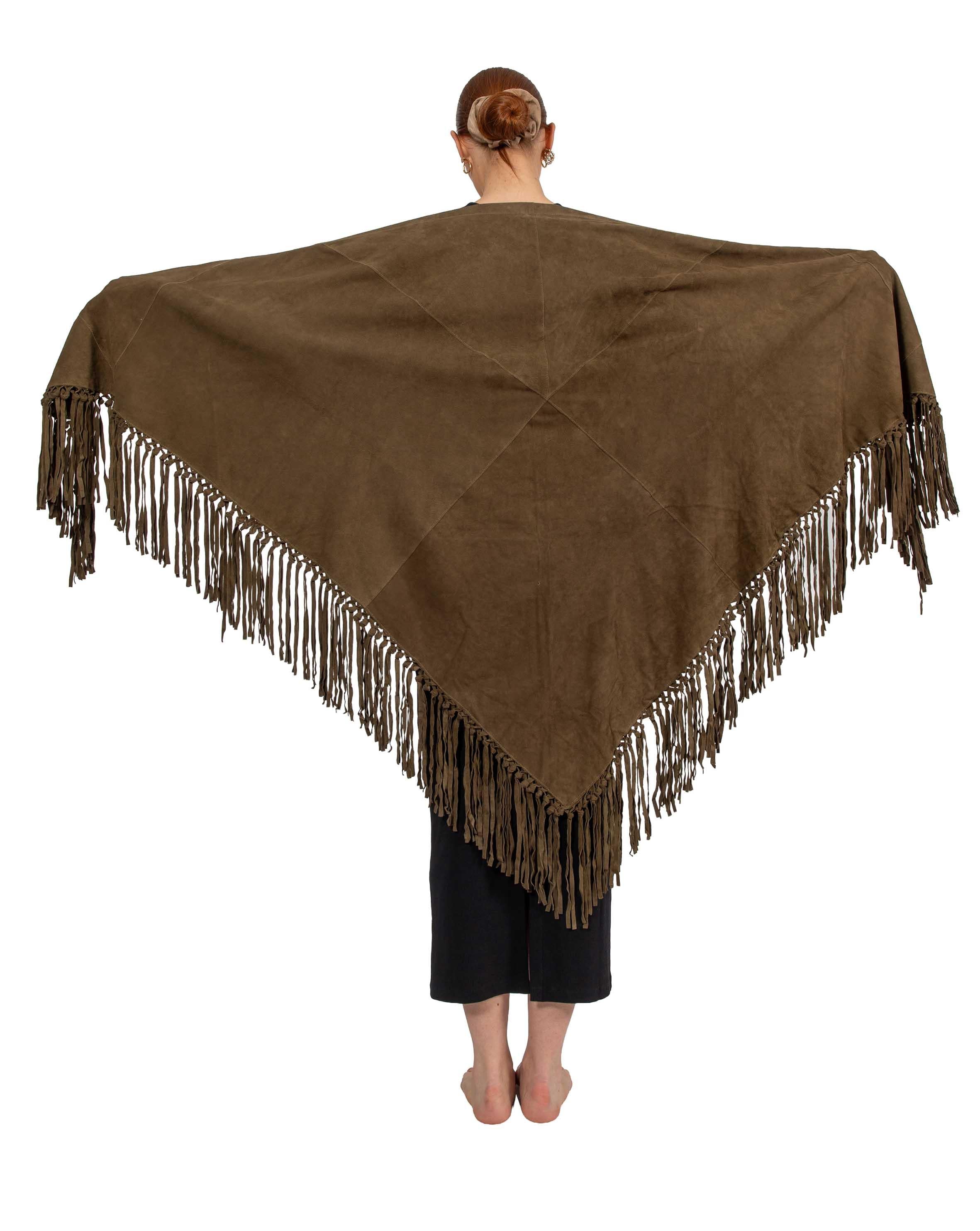 Scialle in camoscio verde militare VENERE MILOITARY GREEN THE JACKIE LEATHERS 