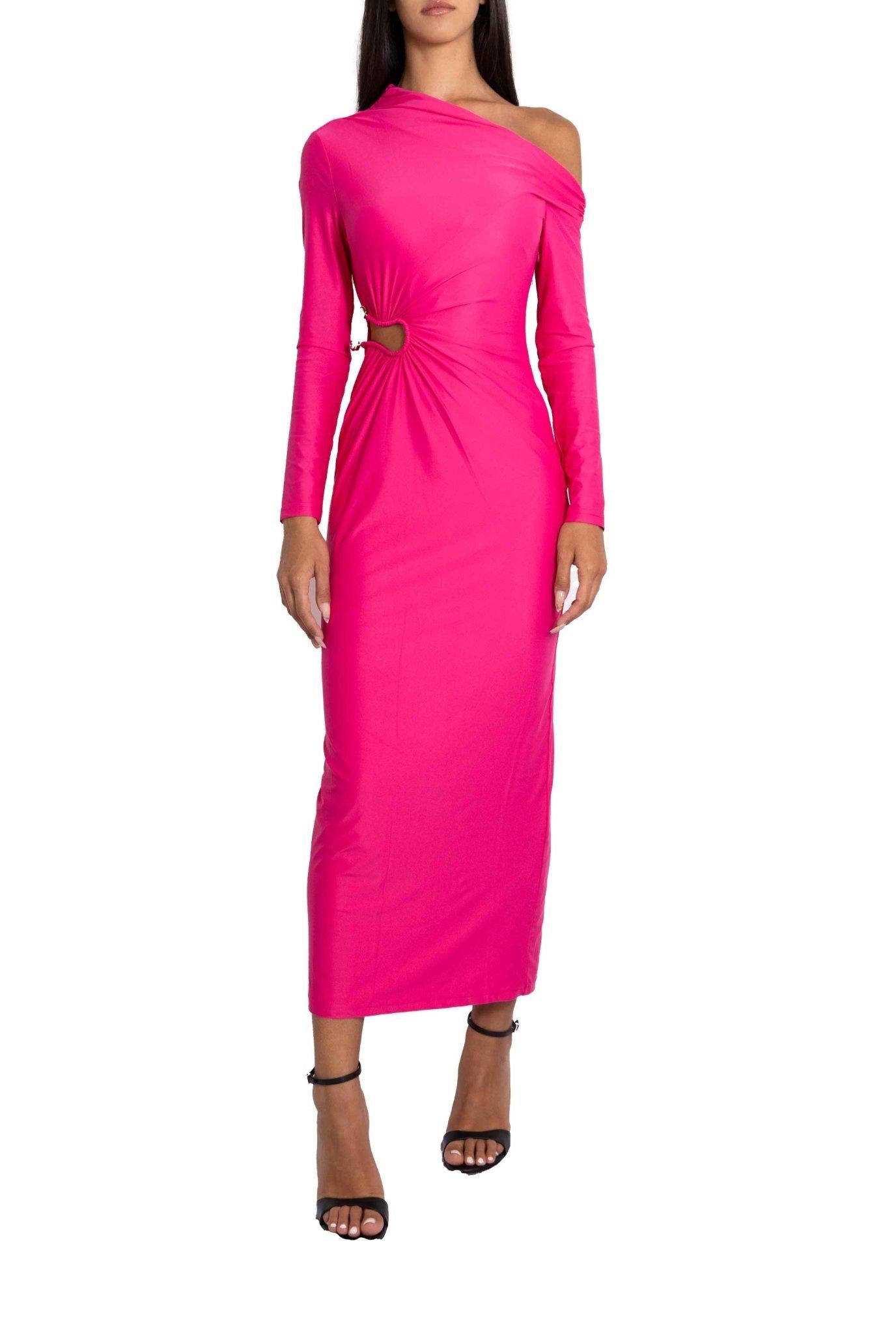 Abito midi fucsia con dettaglio cut-out 053X F SELF PORTRAIT 