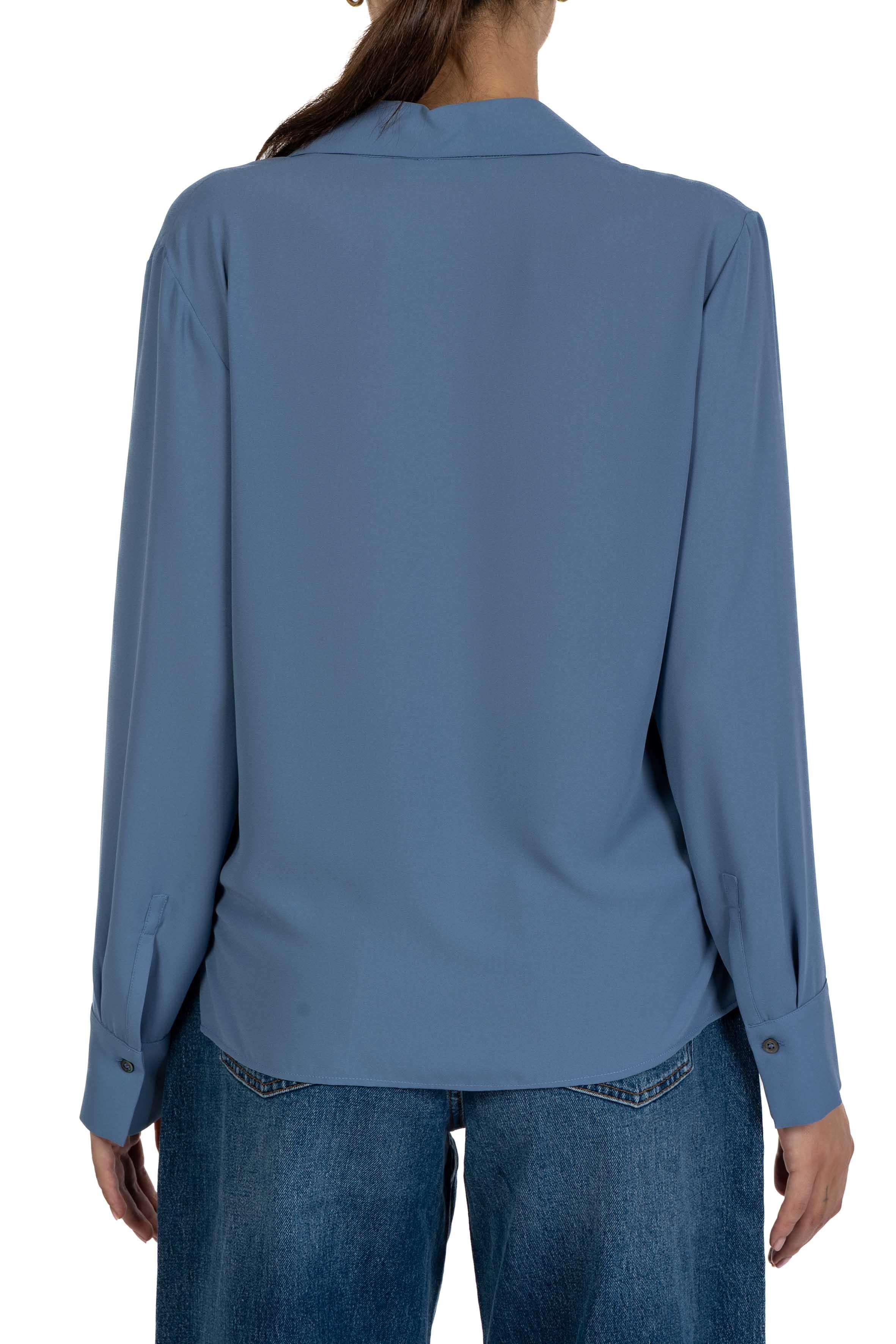Blusa scollo a V celeste polvere 4287 4356 POLVERE ALICE MILLER 