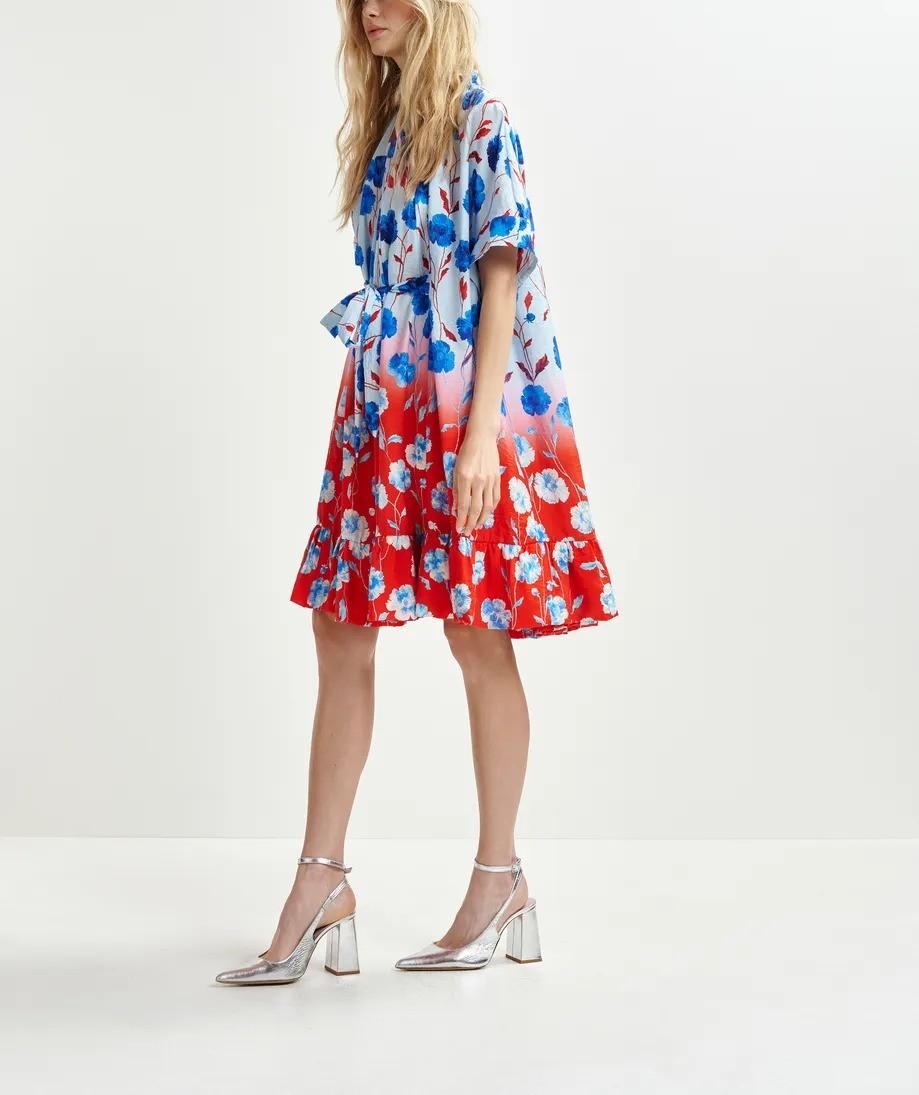 Abito midi heliotrope multicolor HELIOTROPE DENIM BLUE ESSENTIEL ANTWERP 