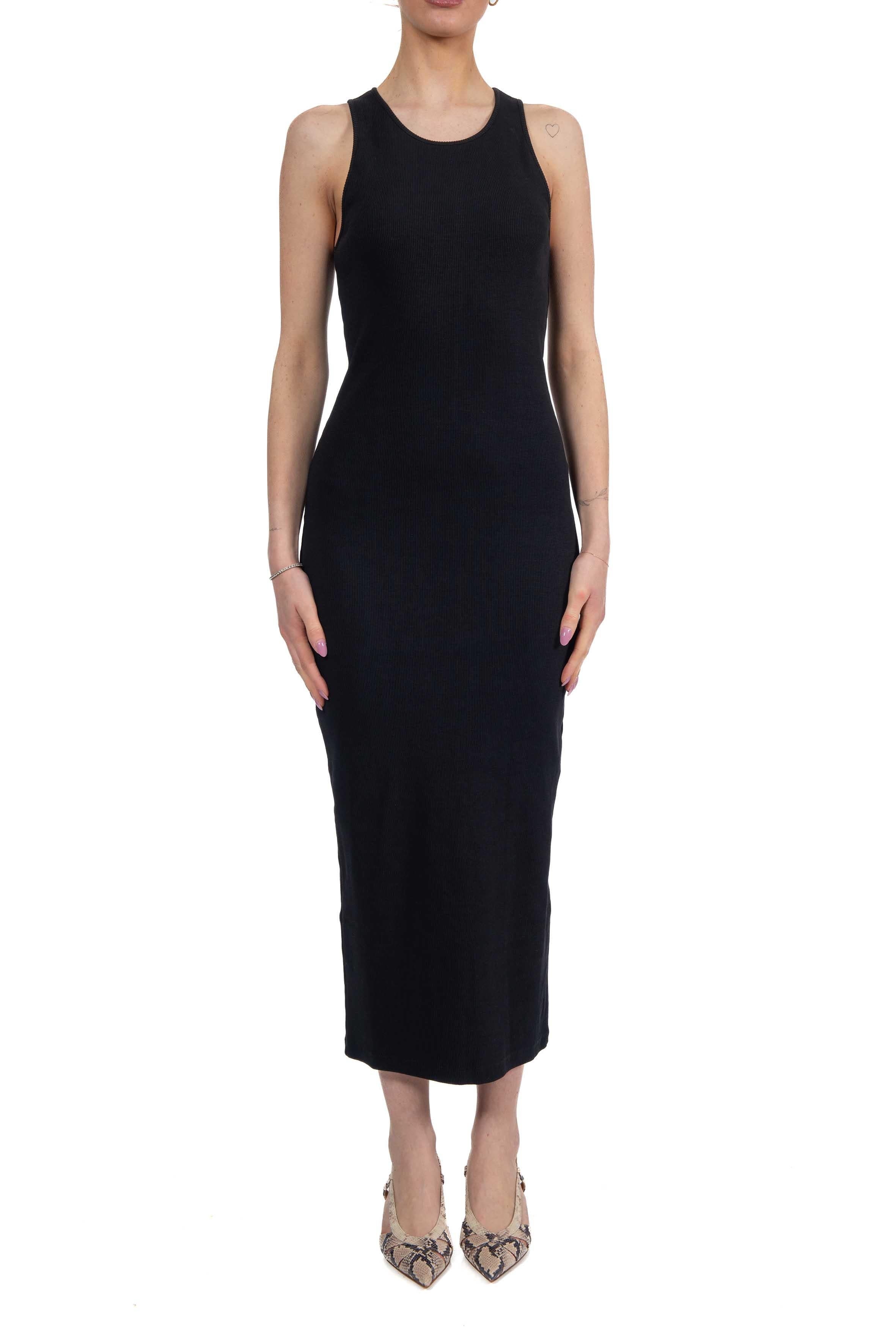 Abito lungo a costine in jersey nero 42355 NERO FEDERICA TOSI 