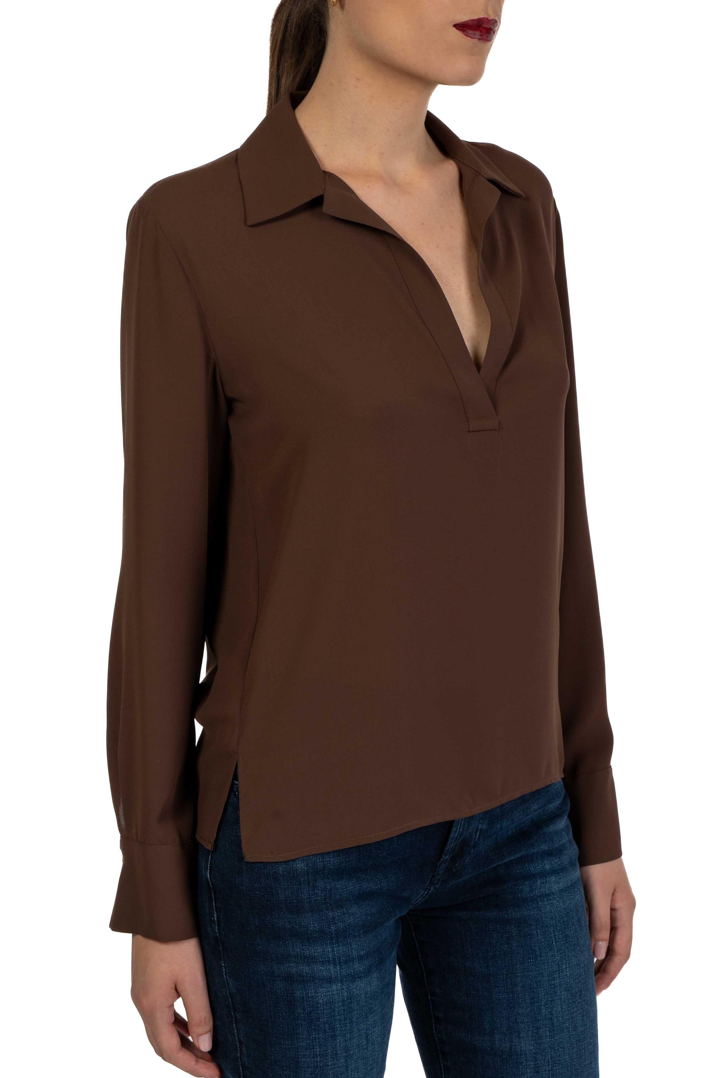 Blusa scollo a V marrone 4287 4356 BROWN ALICE MILLER 