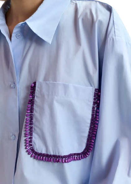 Camicia Get in cotone azzurro GET EMBELLISHED C ESSENTIEL ANTWERP 