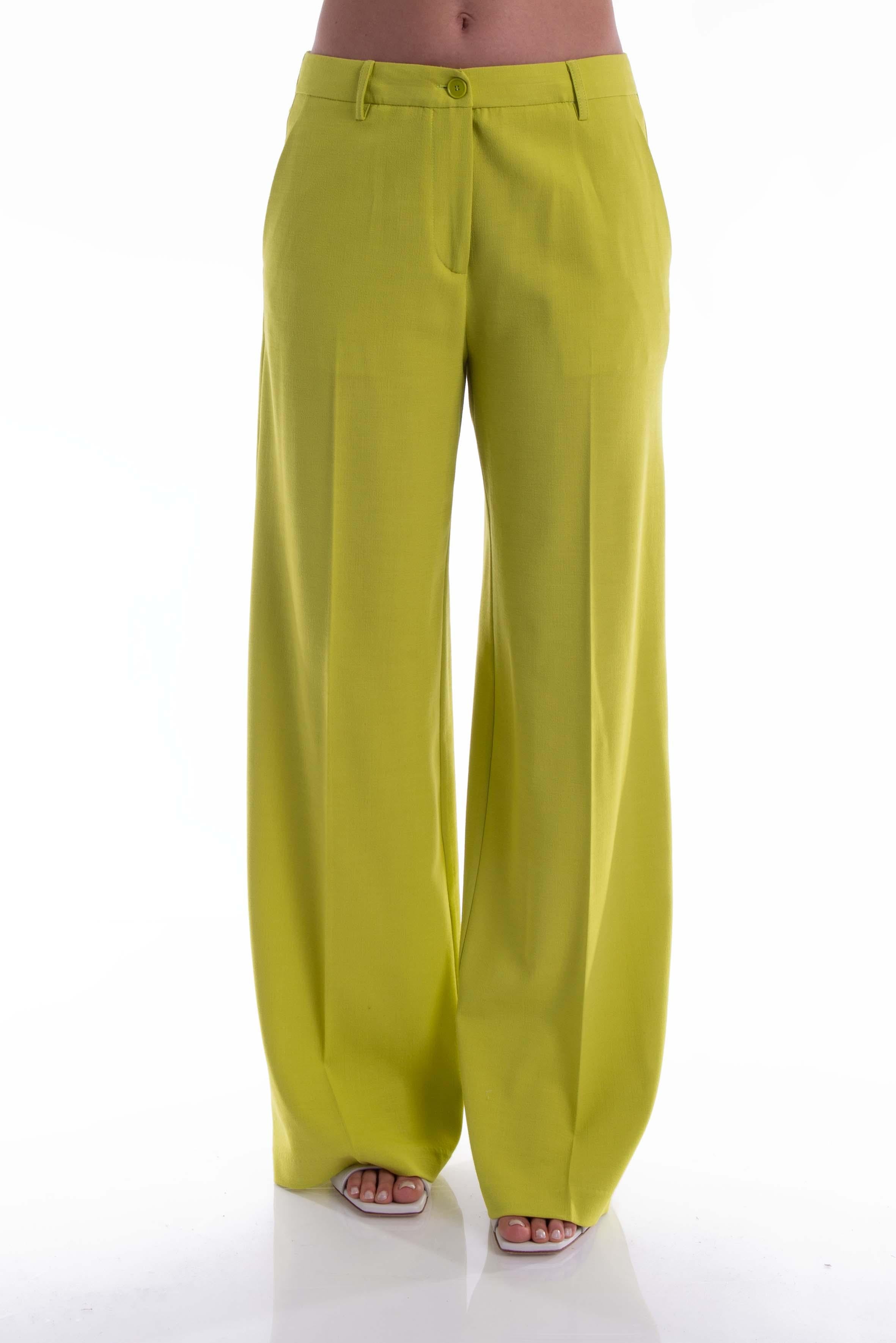 Pantalone in viscosa verde acido J3954003 V JUCCA 