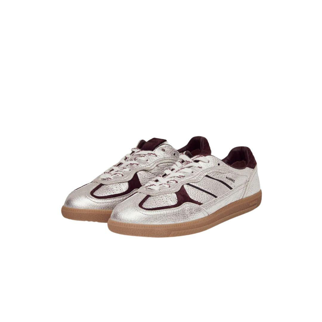 Sneakers TB490 in pelle argentata e bordeaux TB490 GRAIN SILVER PANNA ALOHAS 
