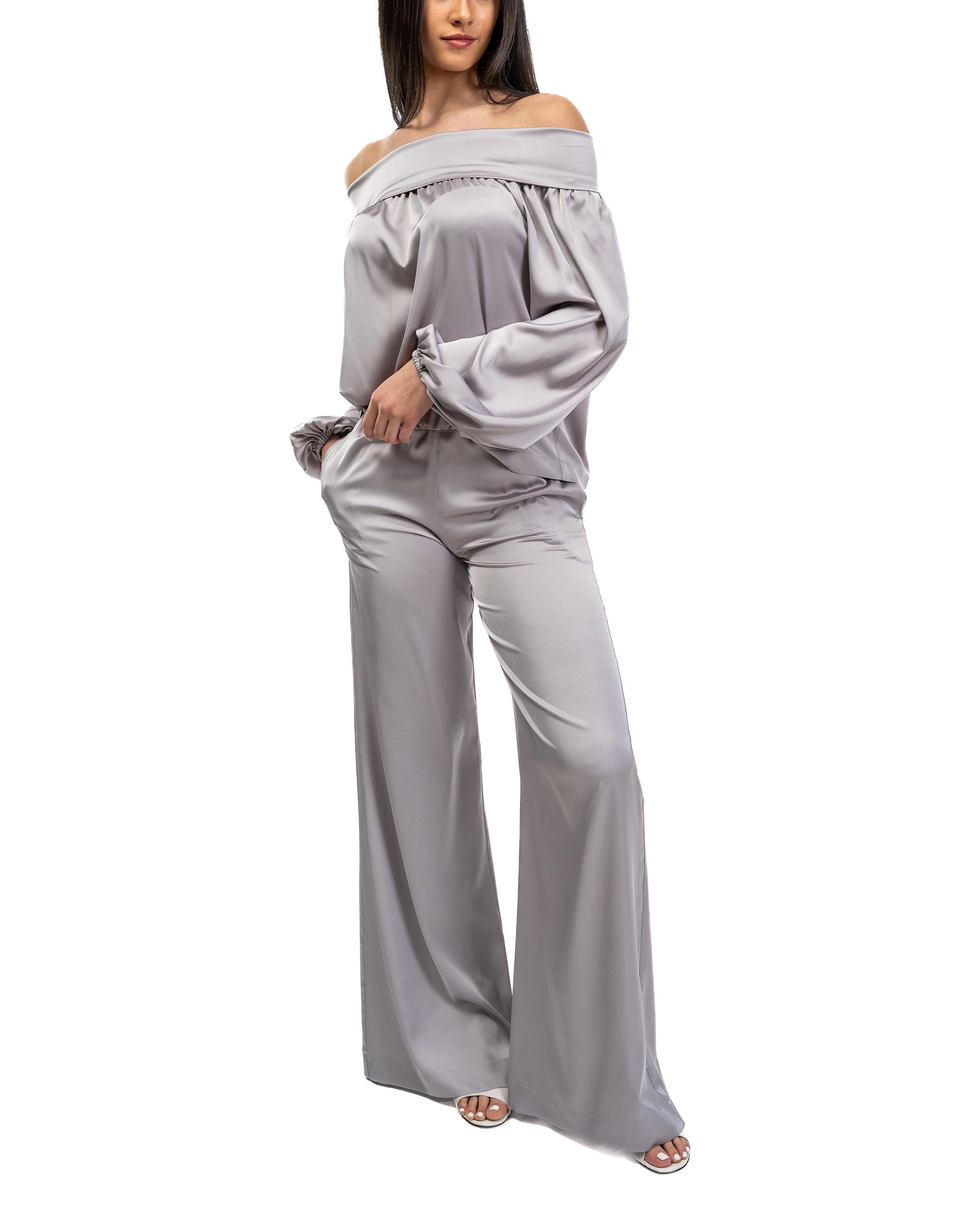 Blusa raso grigia 60670 ACCIAIO D.EXTERIOR 