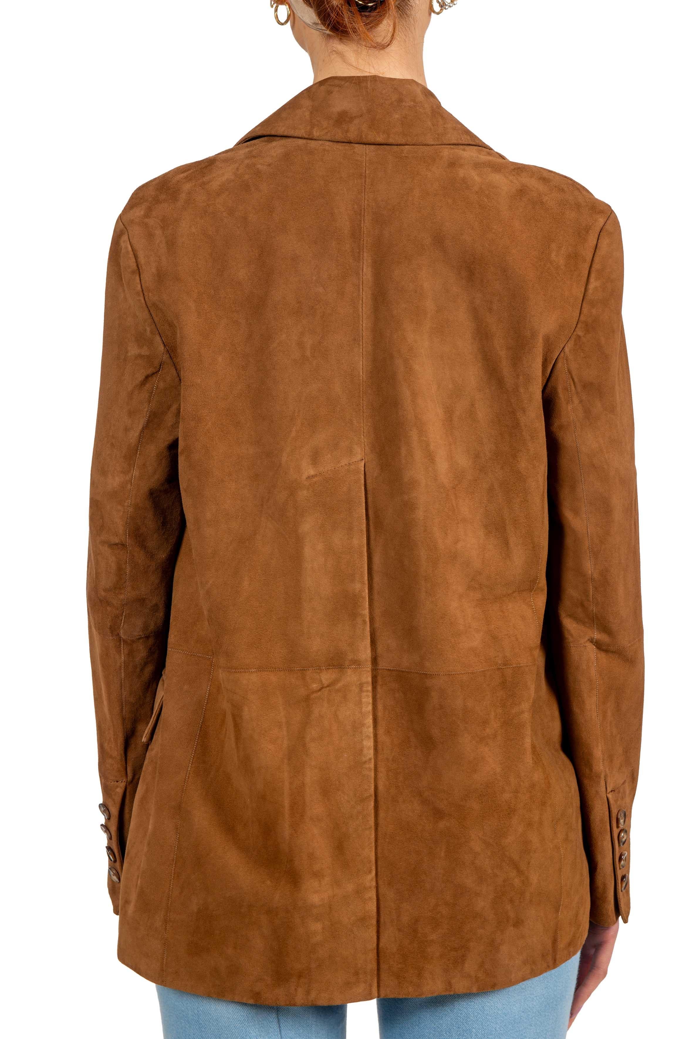 Giacca monopetto in camoscio cuoio HIPER TABACCO THE JACKIE LEATHERS 