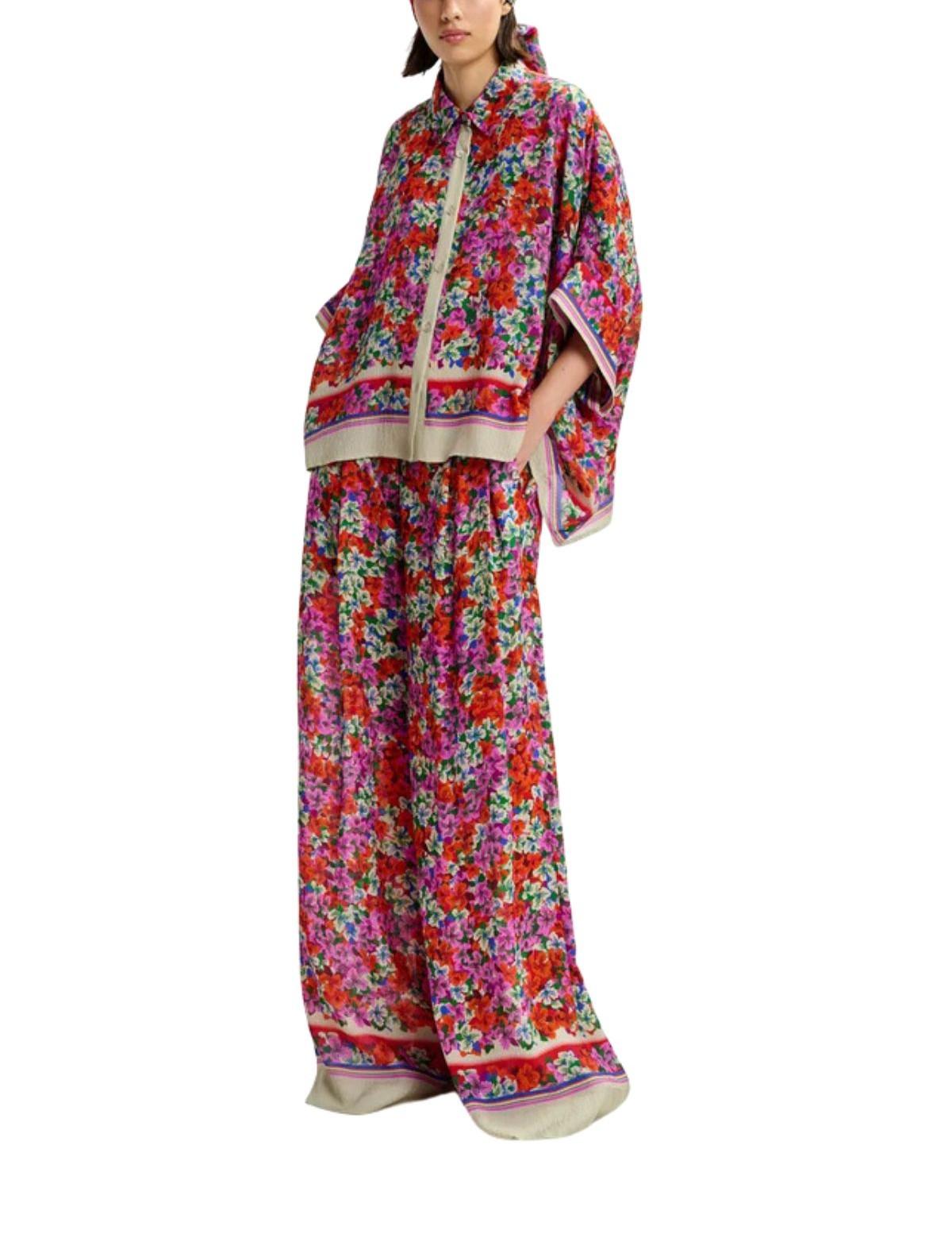 Pantalone Joek palazzo in fantasia floreale JOEK FIRE GLOW ESSENTIEL ANTWERP 