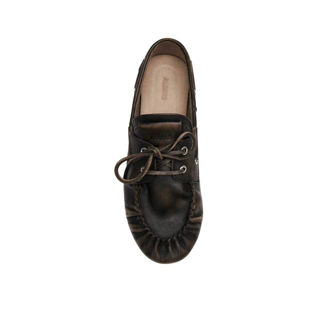 Mocassino Rowan in pelle marrone effetto vintage ROWAN BRUSHED LOAFERS BROWN ALOHAS 
