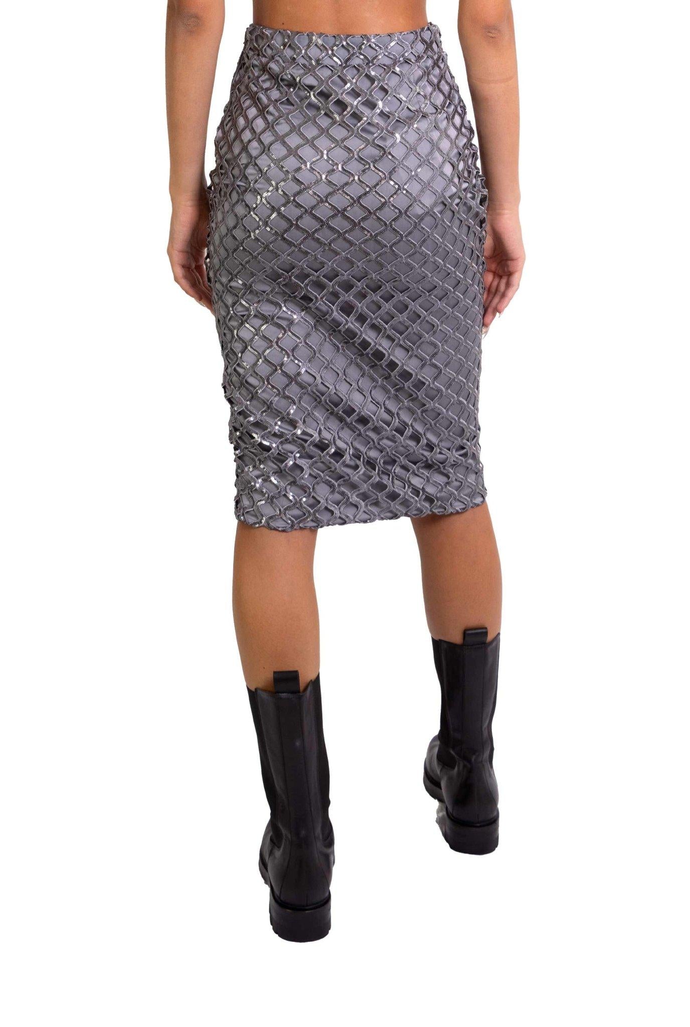 Gonna midi in rete e paillettes grigio GO187 G FEDERICA TOSI 