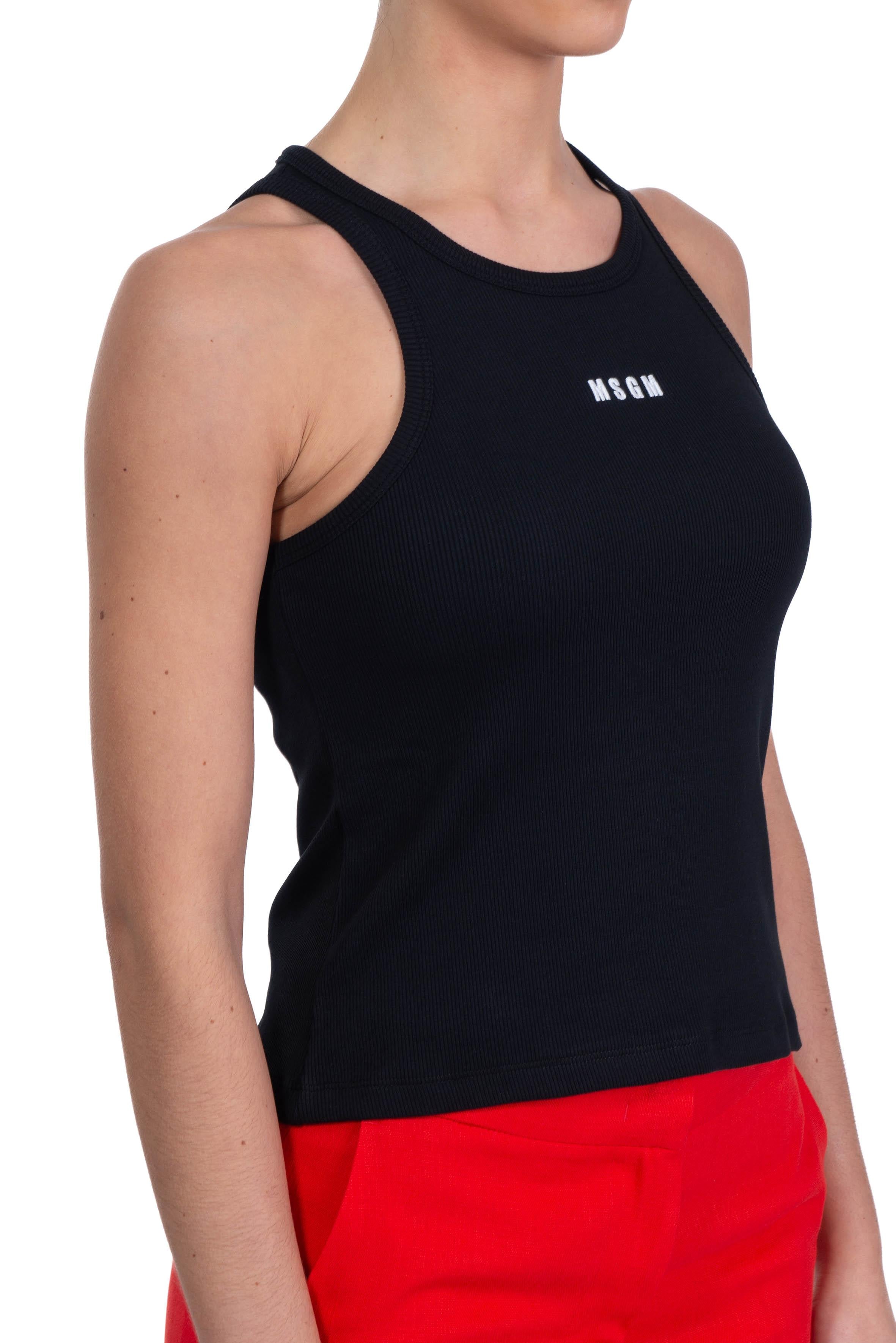 Top scollo heater con logo 3841MDT76U 257120 BLACK 99 MSGM 