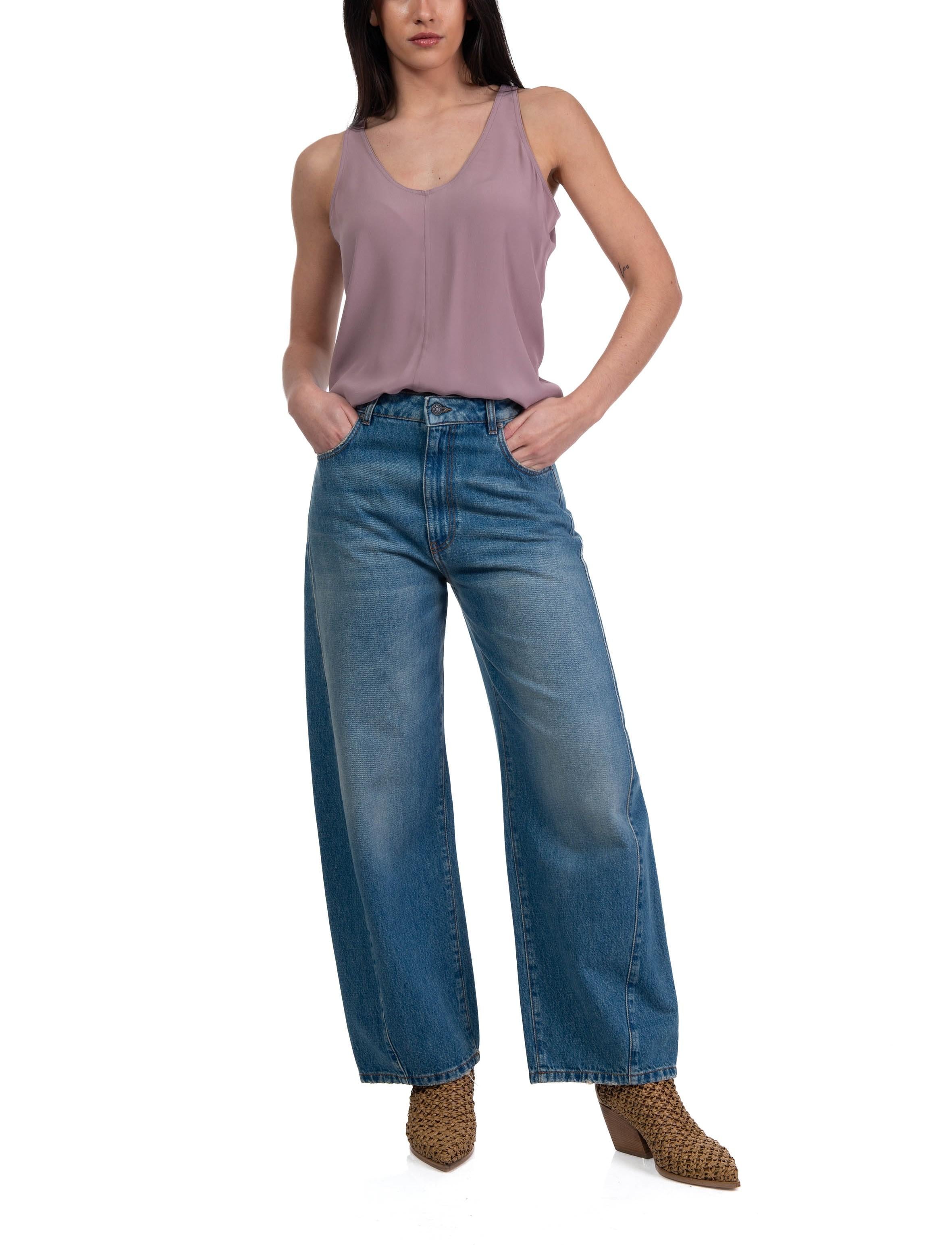 Canotta in crepe de chine rosa 41365 412 BOIS DE ROSE 04 FEDERICA TOSI 