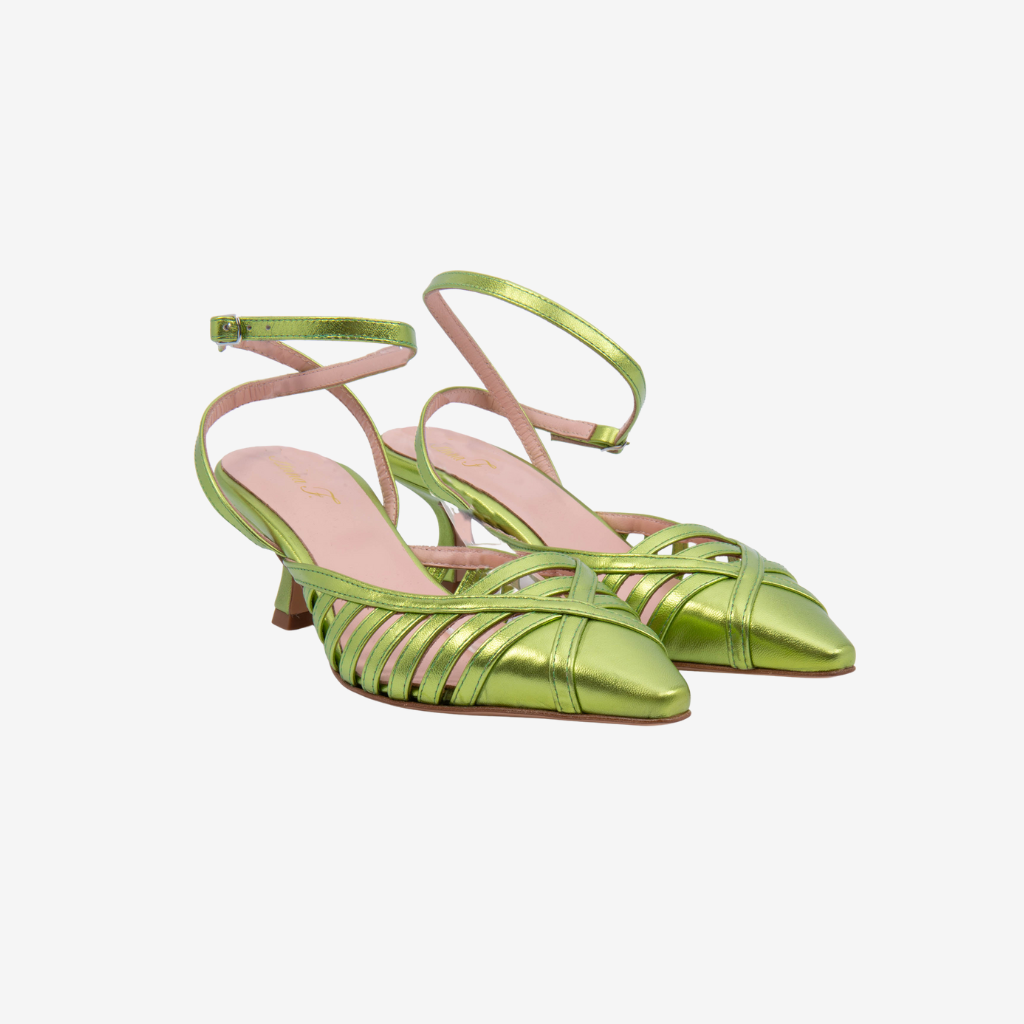 Chanel a punta laminata verde. 1741 VE ANNA F 