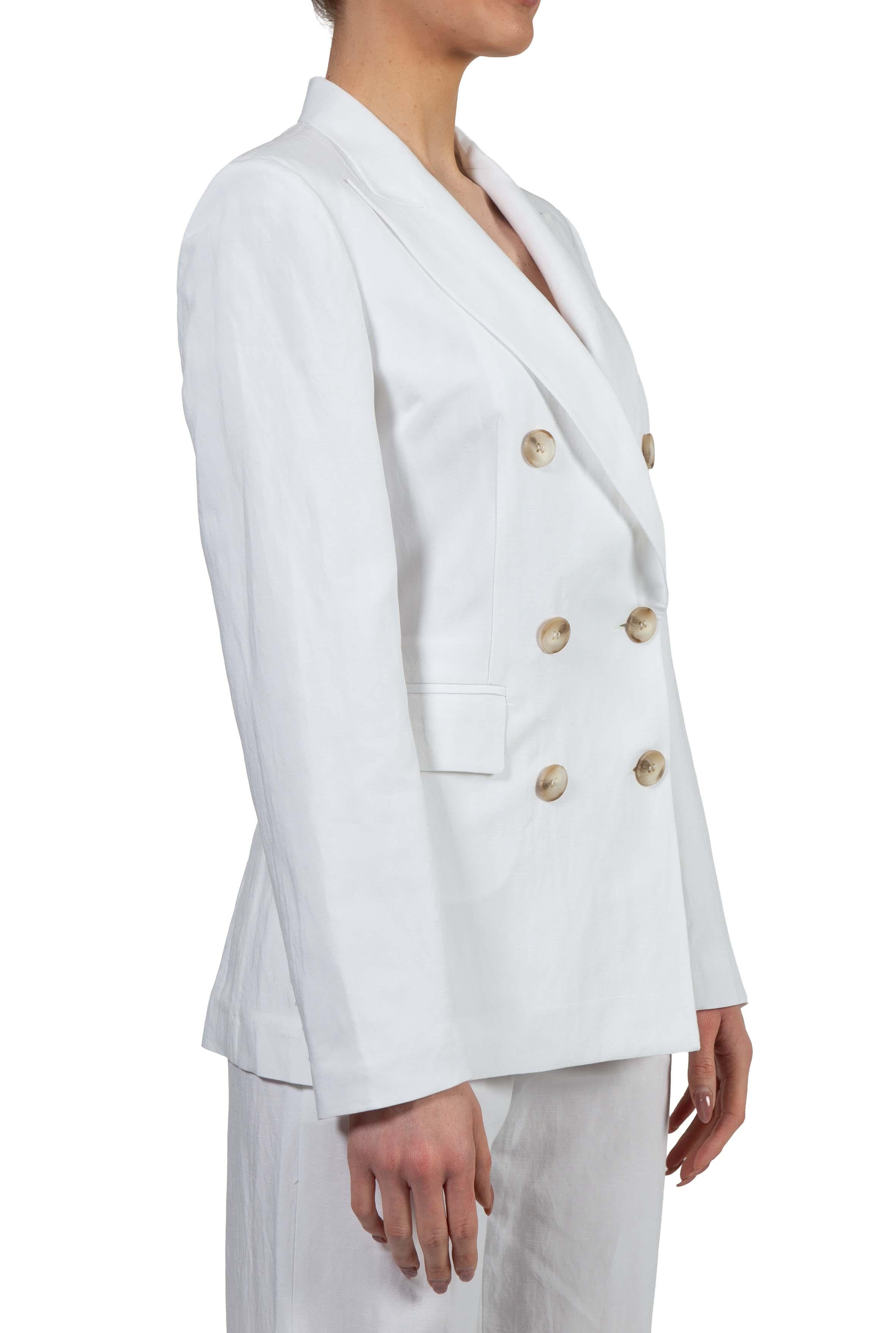Giacca doppiopetto bianca in misto lino 3069 2973 BIANCO ALICE MILLER 