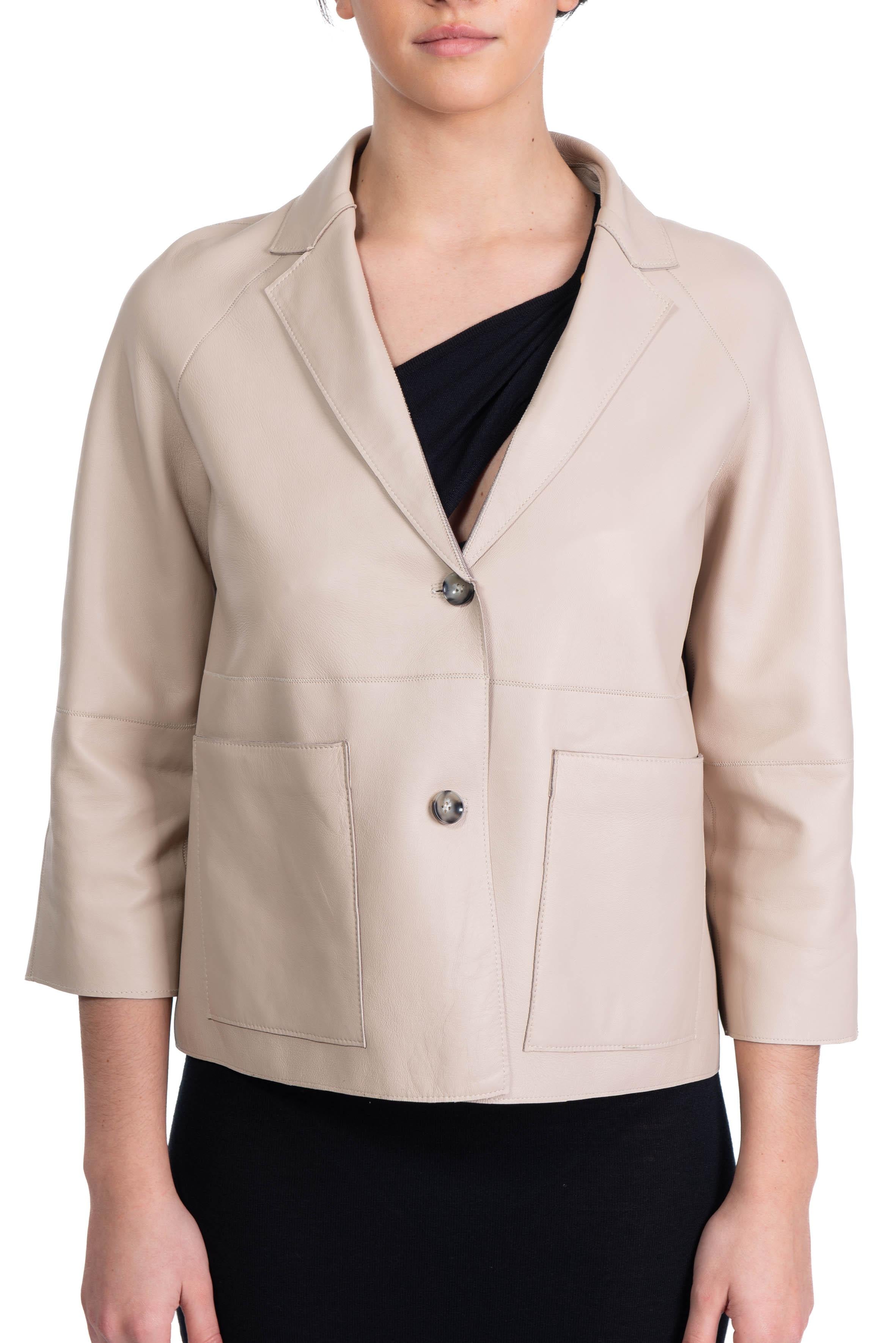 Giacca Loren corta in pelle reversibile latte LOREN REVERSIBILE LATTE THE JACKIE LEATHERS 