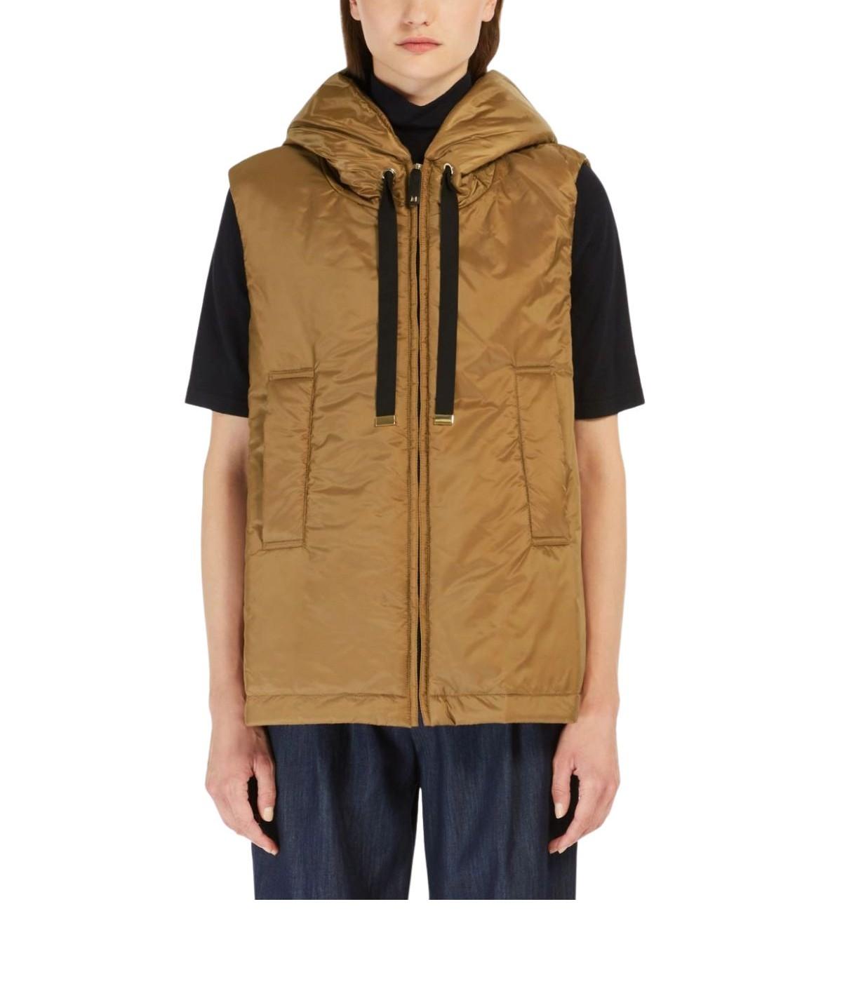 Gilet imbottito con cappuccio in tela antigoccia cammello Greengo GREENGO 051 CAMMELLO MAX MARA THE CUBE 