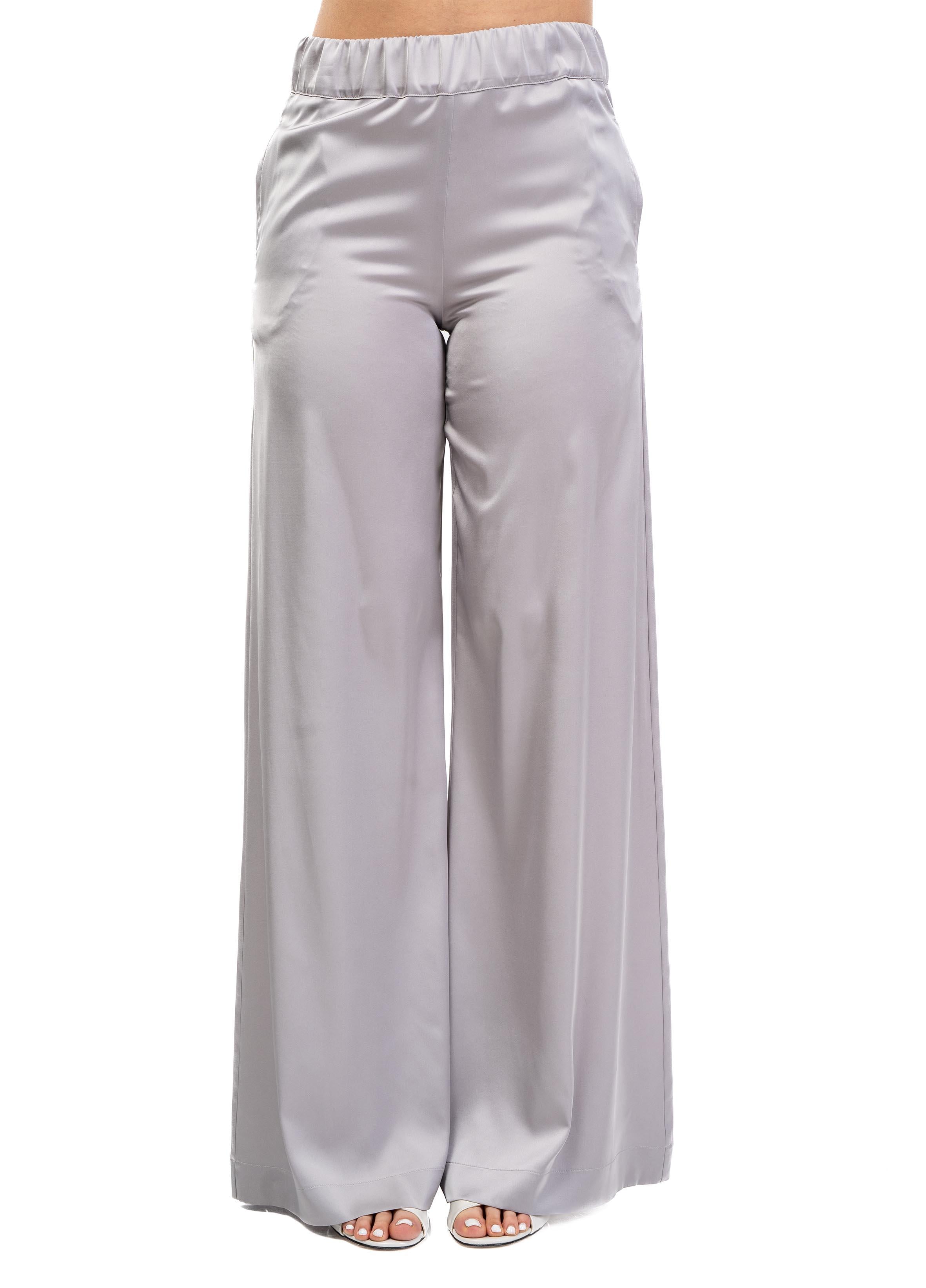 Pantalone palazzo in raso 60657 12 ACCIAIO D.EXTERIOR 