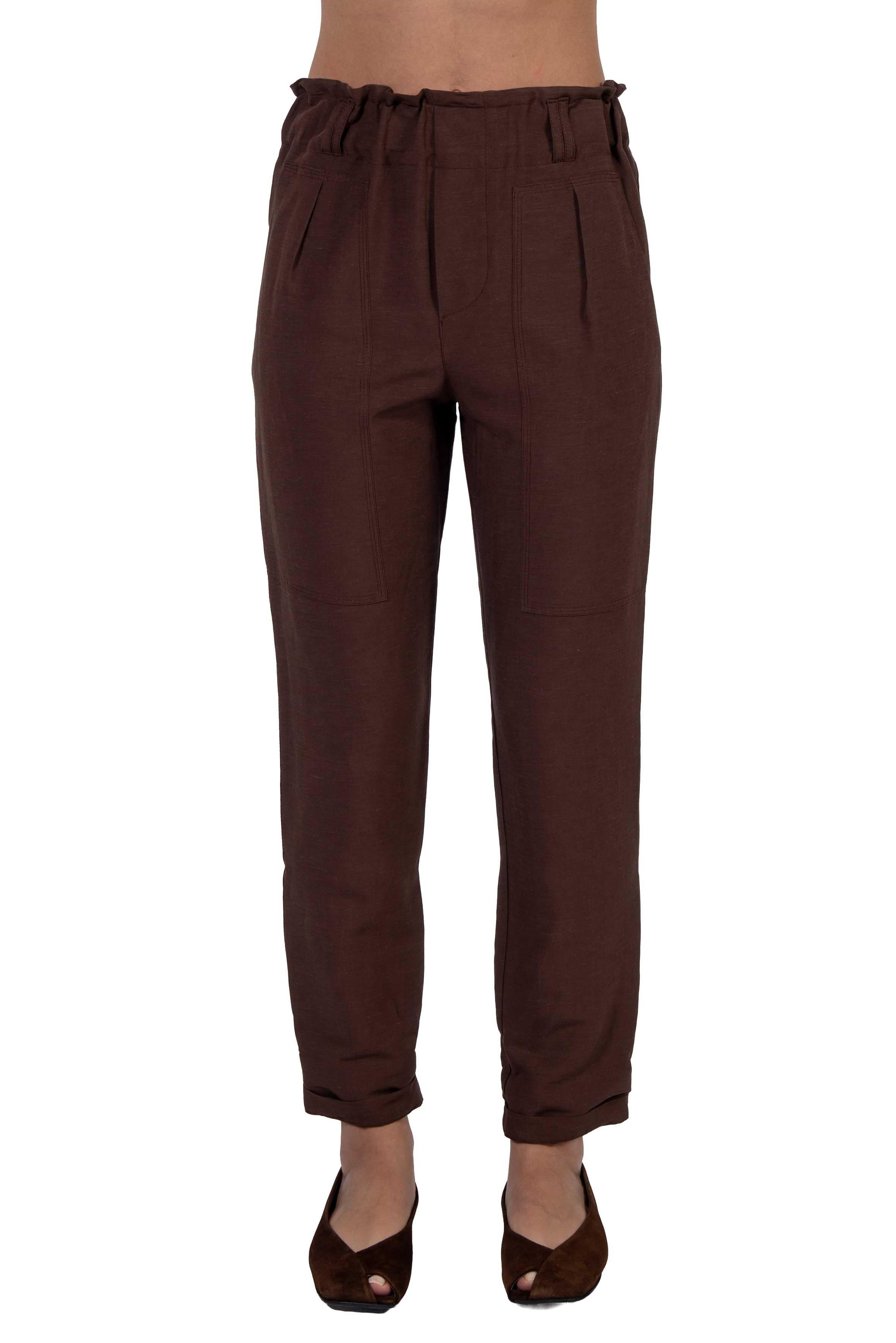 Pantalone cargo marrone in misto lino 2484 2973 CIOCCOLATO ALICE MILLER 