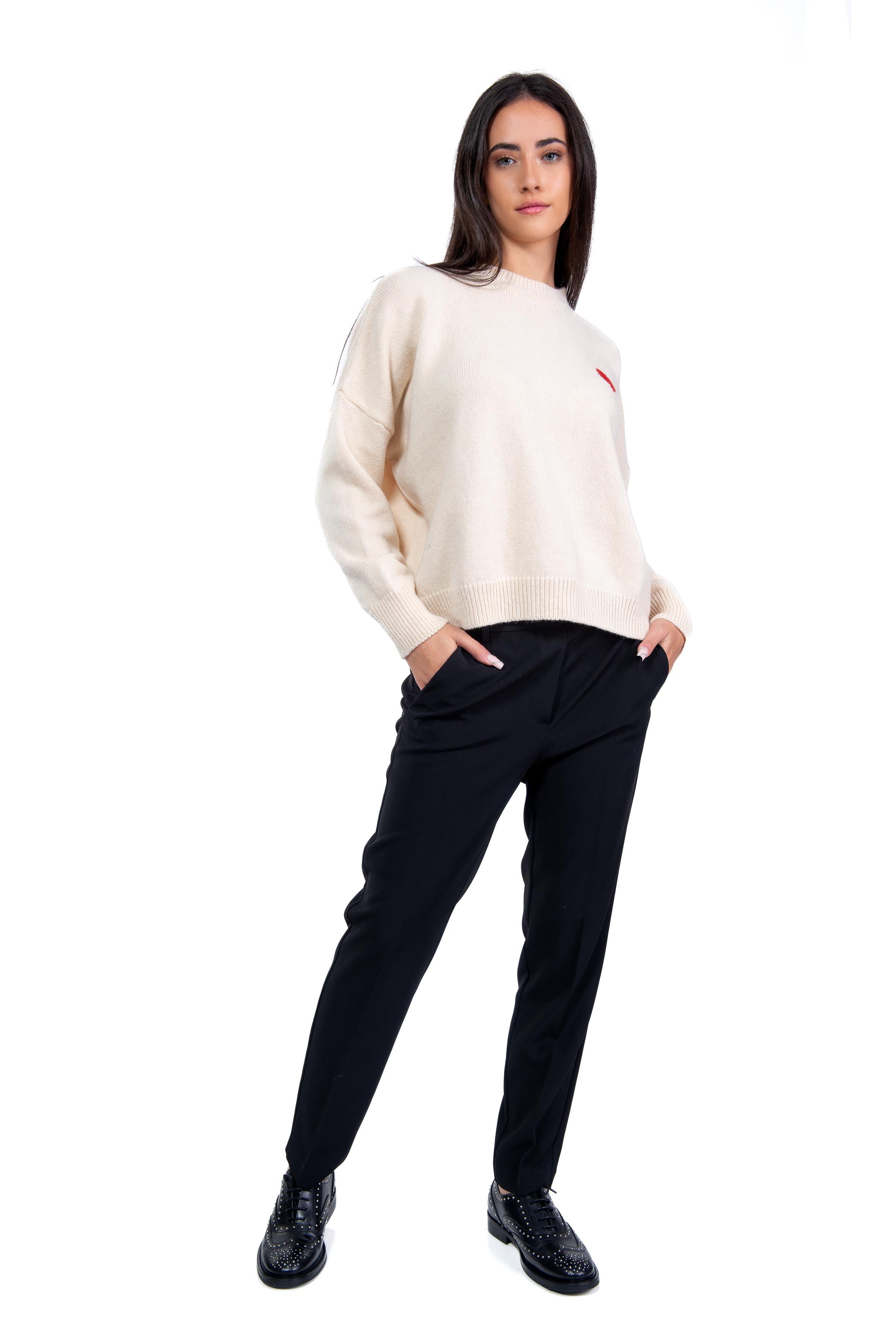 Maglia panna con cuore jacquard 22108 P GIADA BENINCASA 