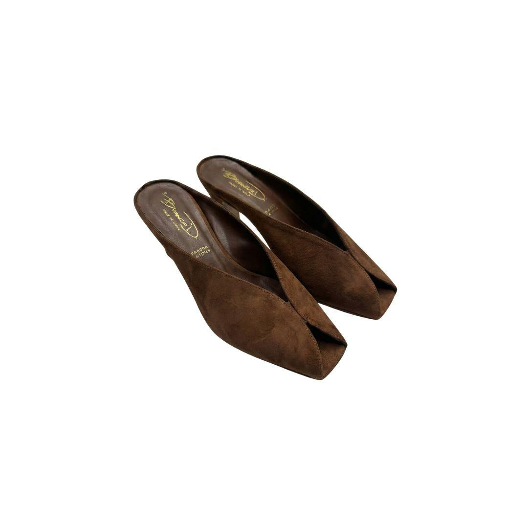 Sabot spuntato in camoscio 866 866 MORO BIANCA DI 